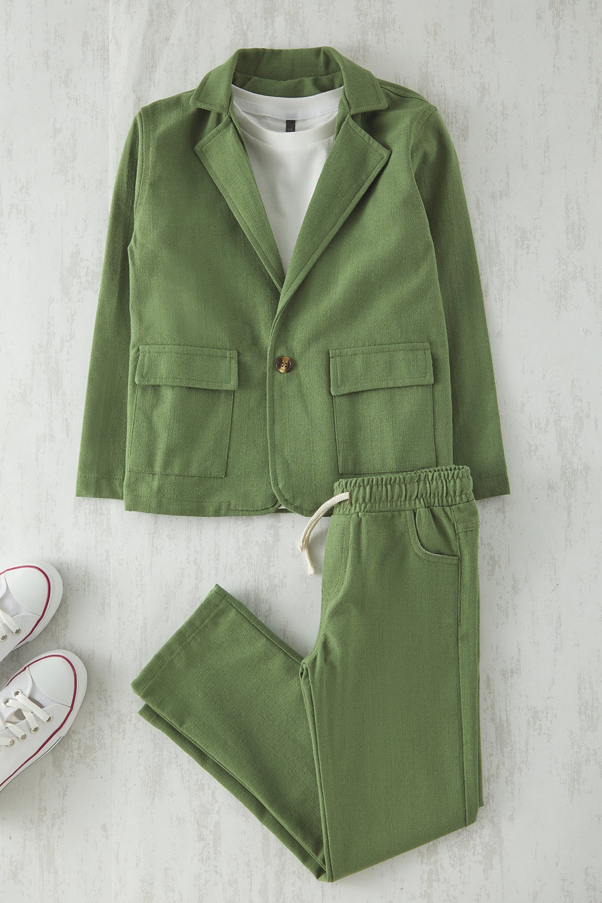 Boys' Khaki 3-Piece T-Shirt, Jacket & Trousers Set