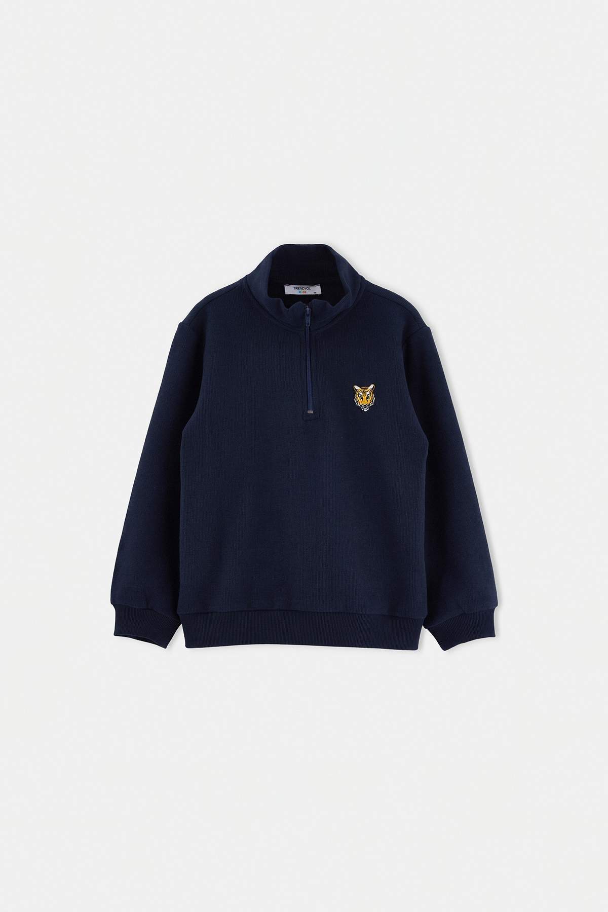 Boys' Navy Printed High-Neck Sweatshirt