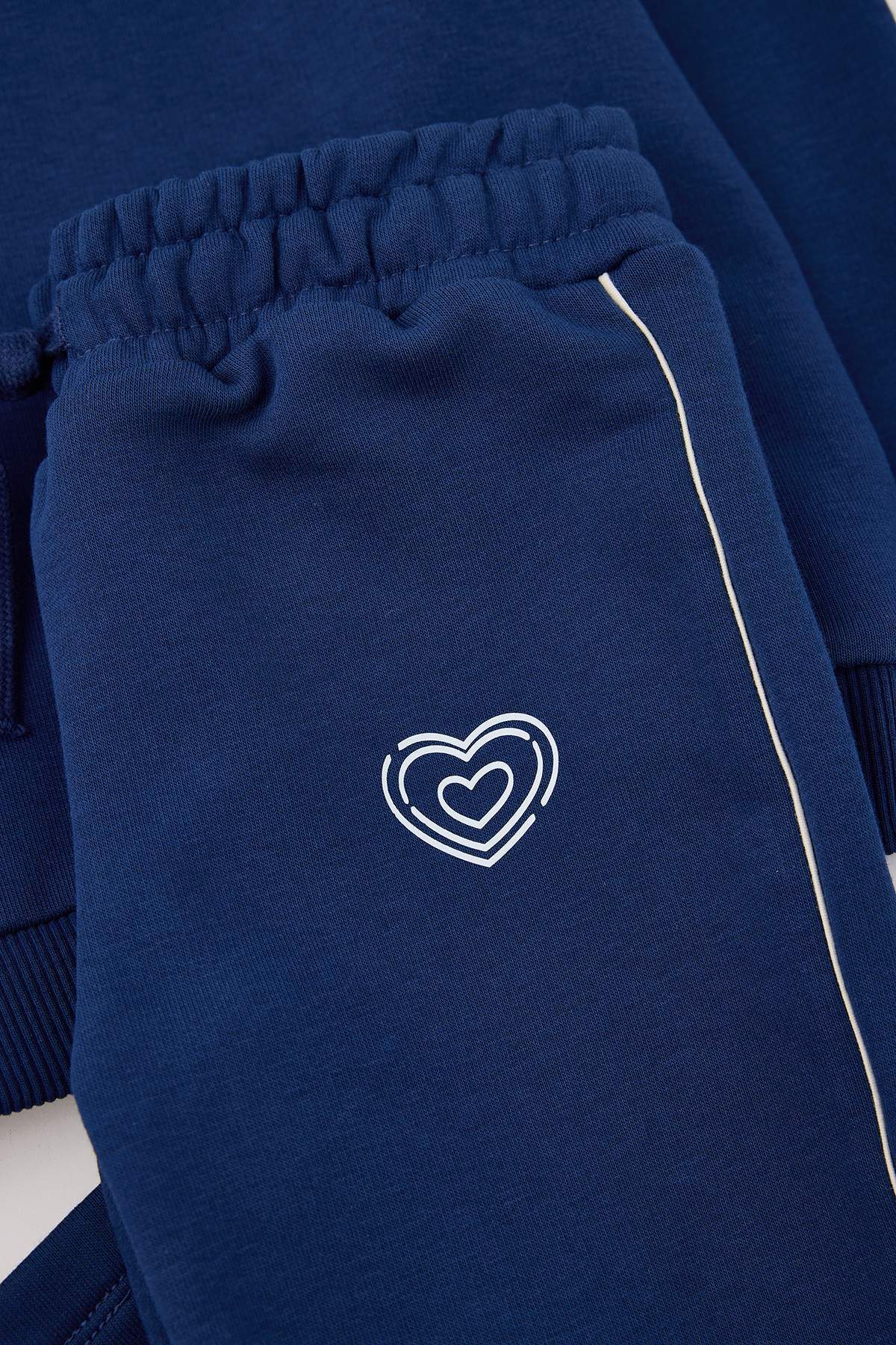 Girls' Navy Patterned Sweatshirt & Trousers Set