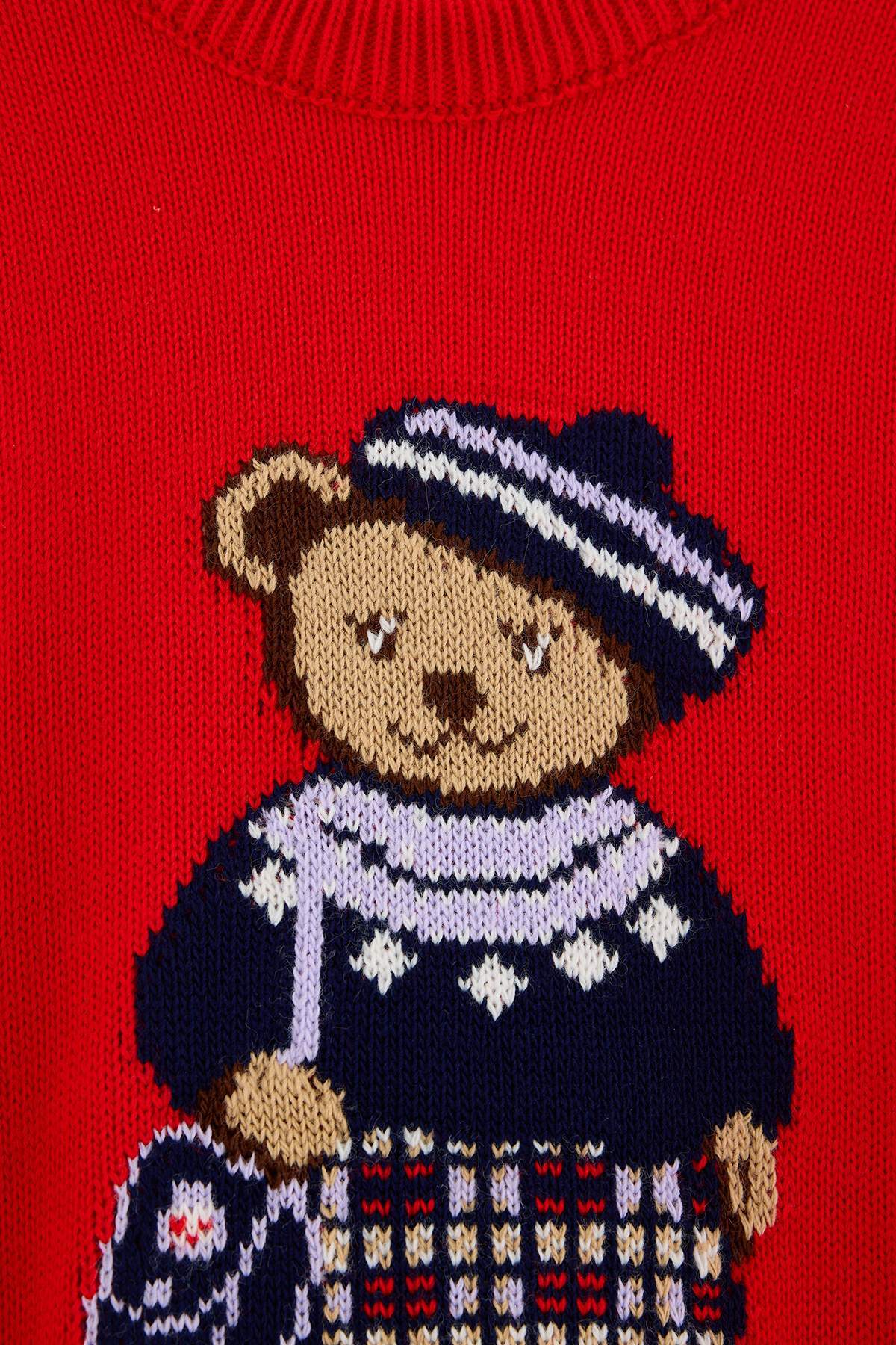 Girls' Red Teddy Bear Jumper