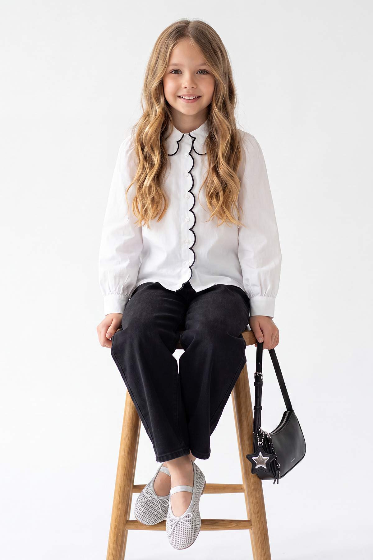 Girls' Ecru Long-Sleeve Shirt