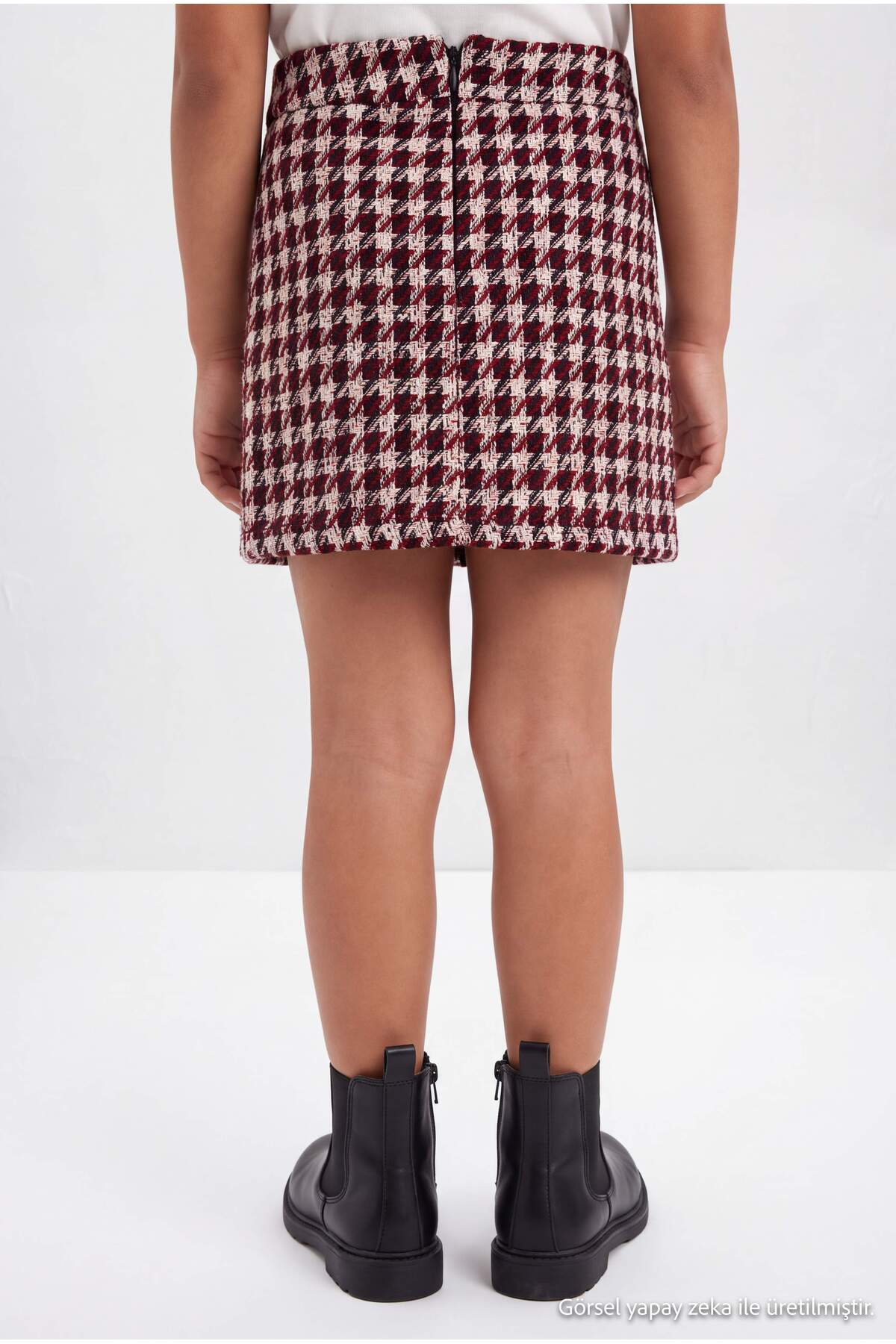 Girls' Red Plain Mini Skirt