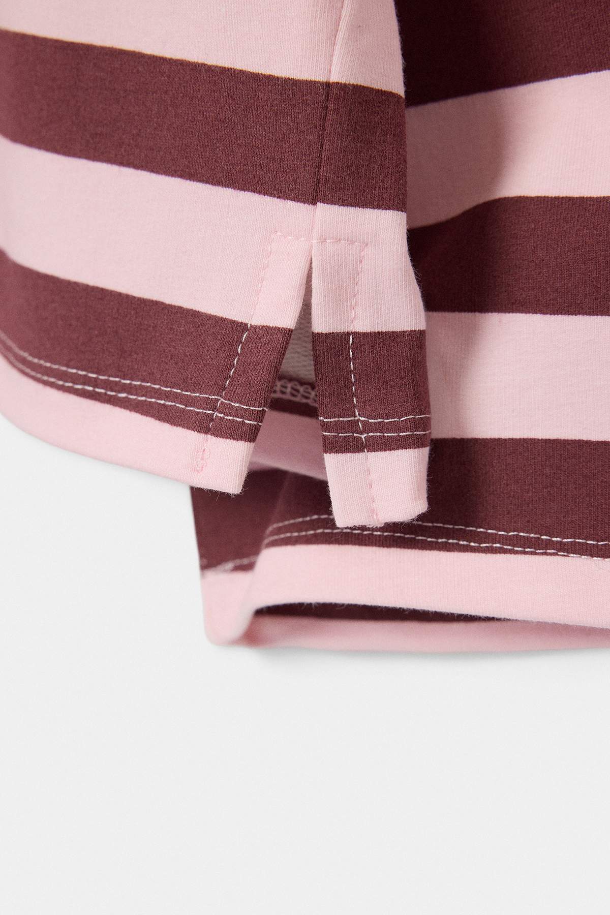 Girls' Burgundy Striped Knit Sweatshirt