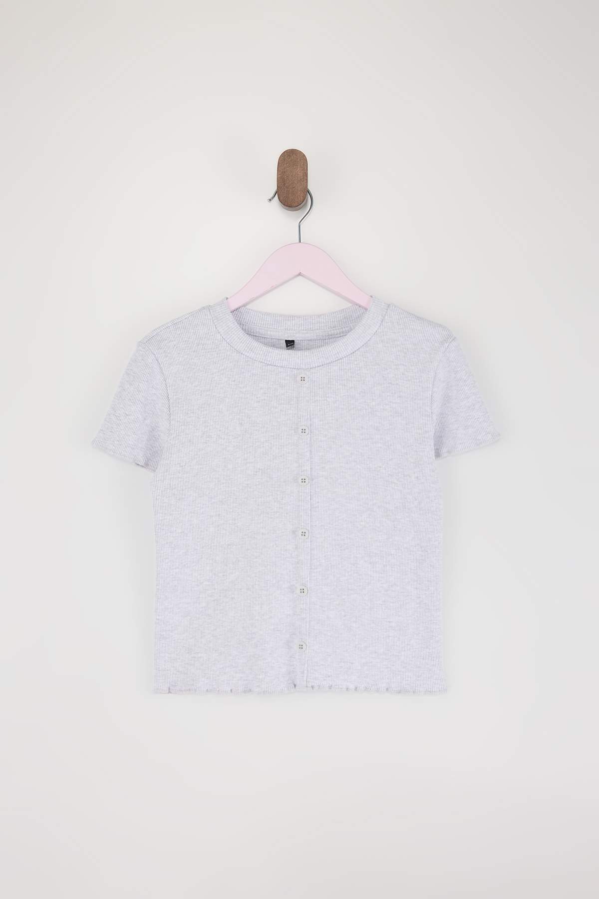 Girls' Ribbed Button-Front T-Shirt