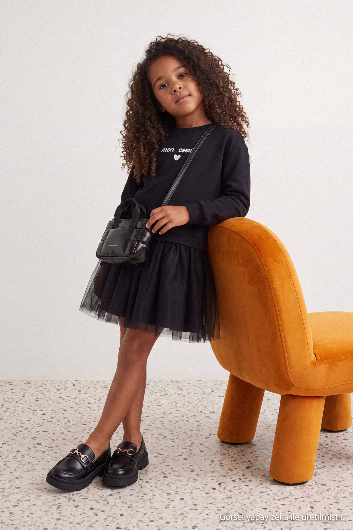 Girls' Printed Cotton Crew-Neck Jersey Dress