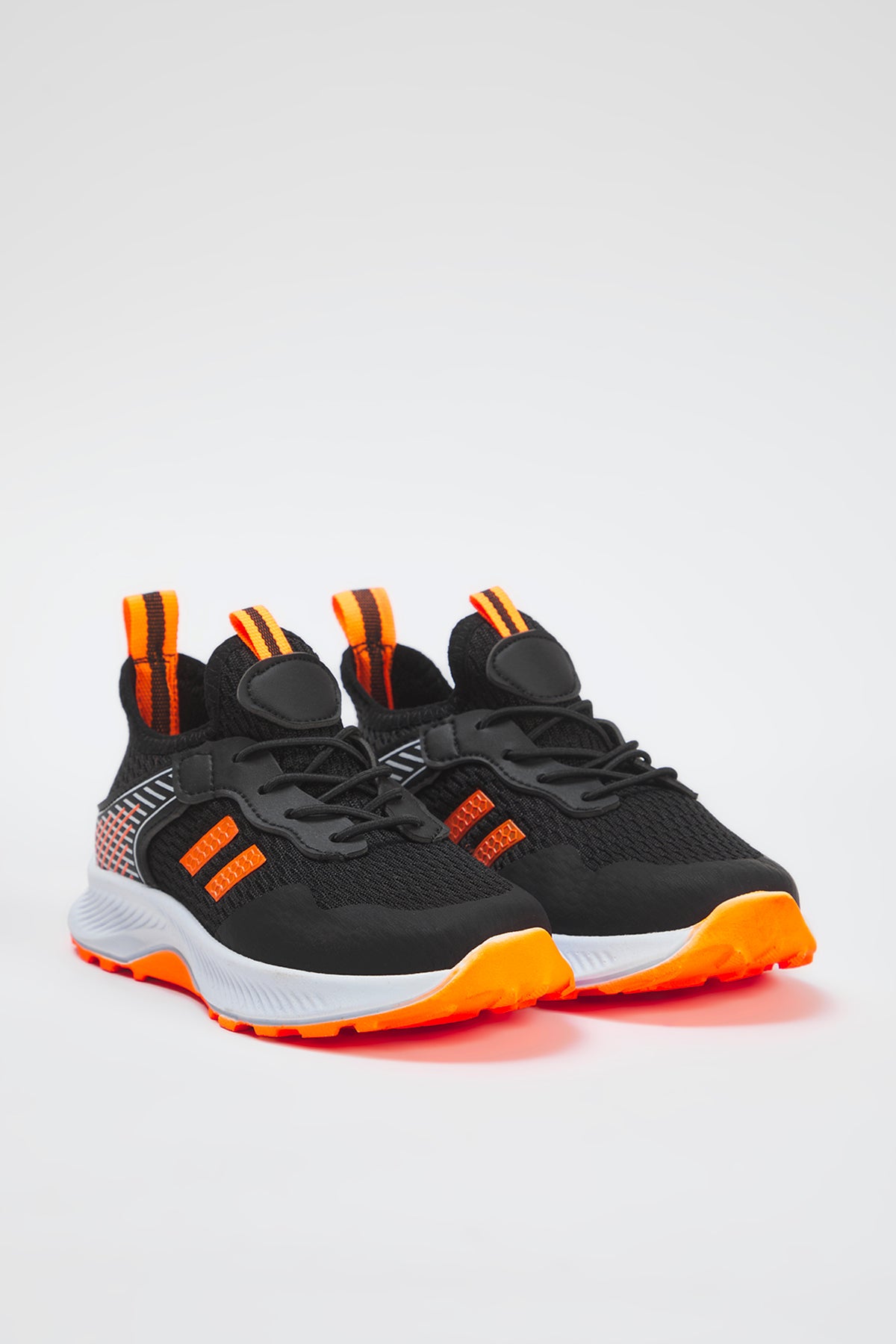 Boys' Black Neon-Detail Lightweight Sneakers