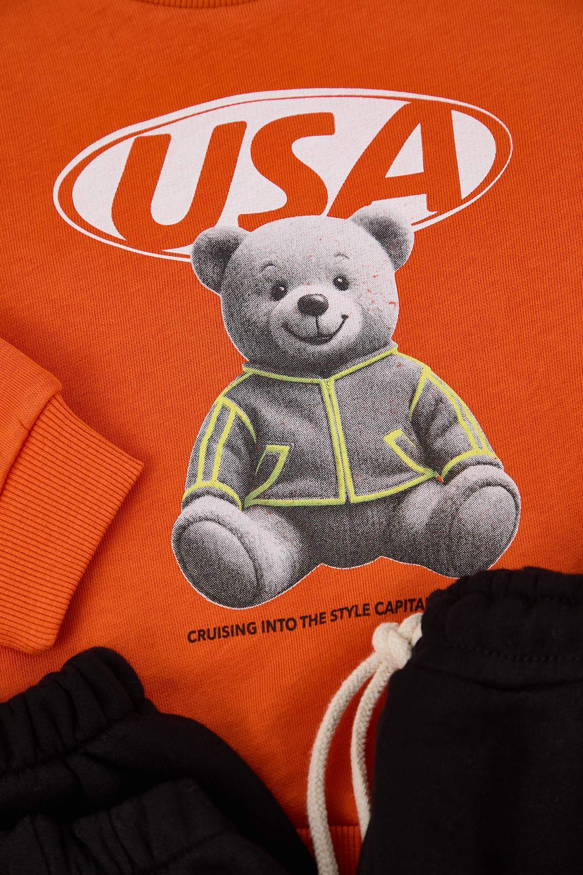 Boys' Orange Bear-Print Sweatshirt & Jogger Set