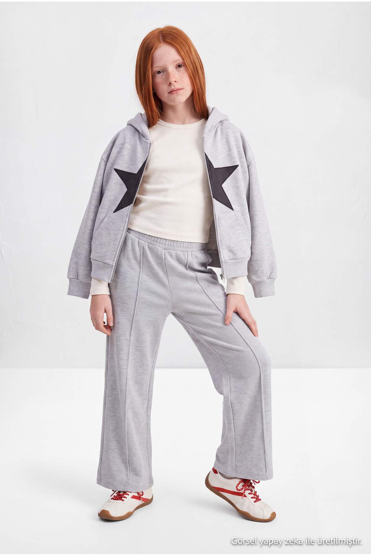 Girls' Grey Knit Trousers