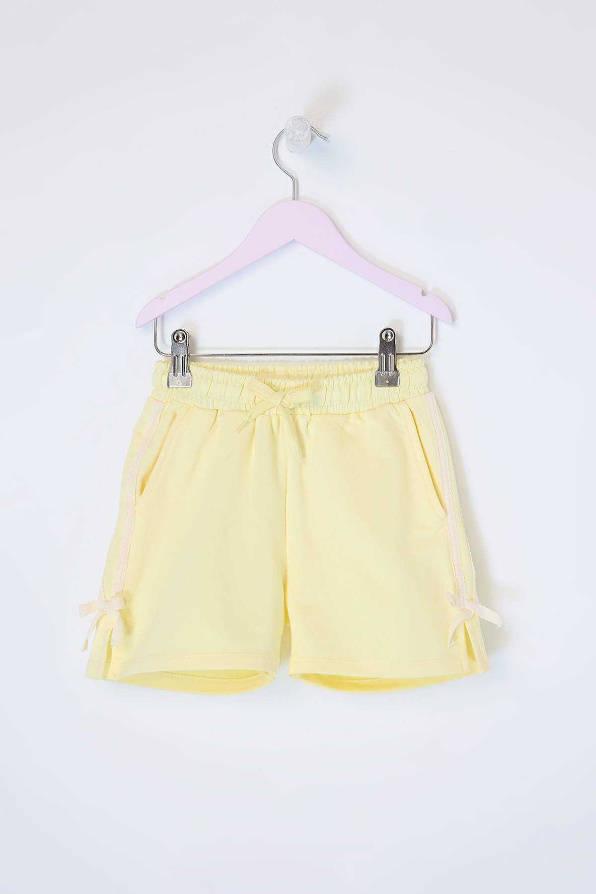 Girls' Yellow & Pink Plain Shorts 2-Pack