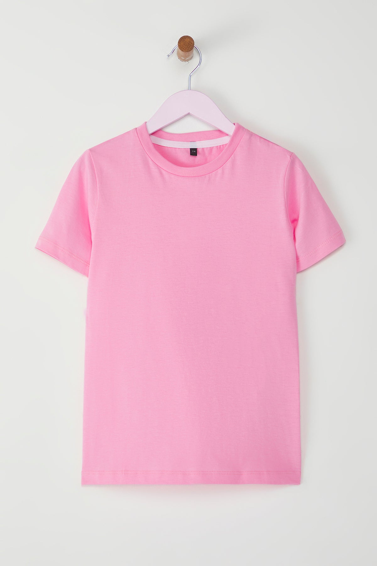Girls' Pink Basic Cotton T-Shirt