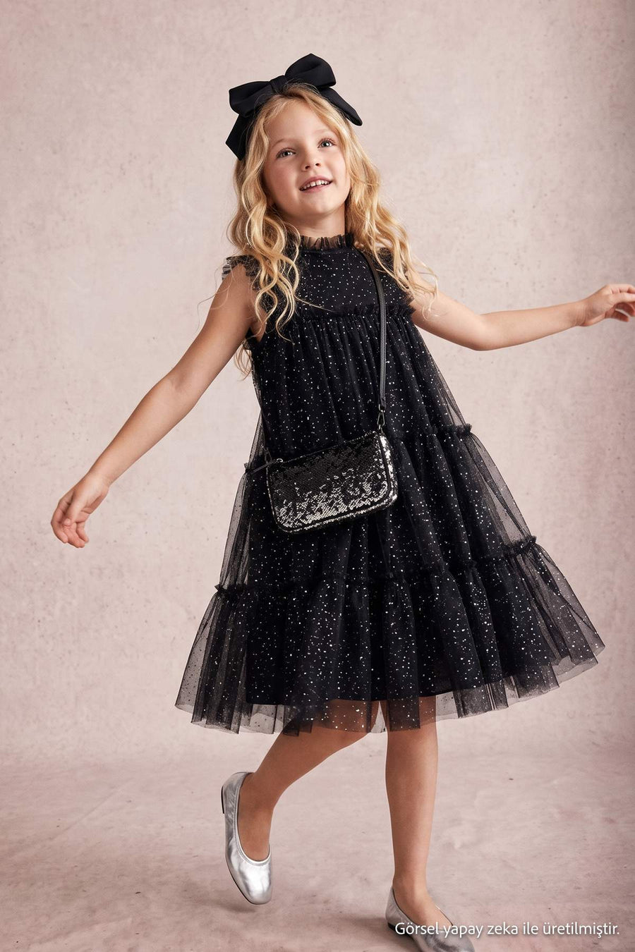 Girls' Black Glitter Tutu Dress