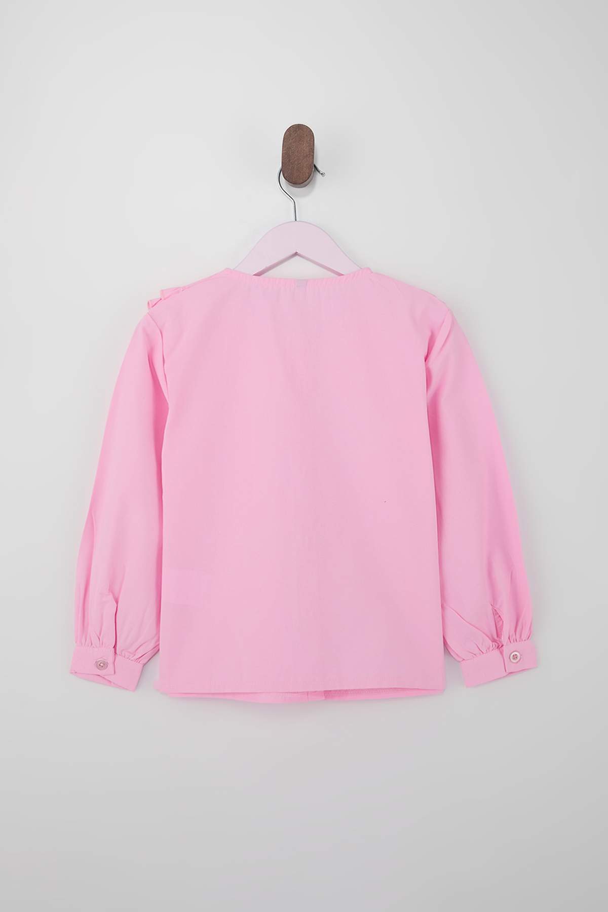 Girls' Pink Peter Pan Collar Long-Sleeve Shirt