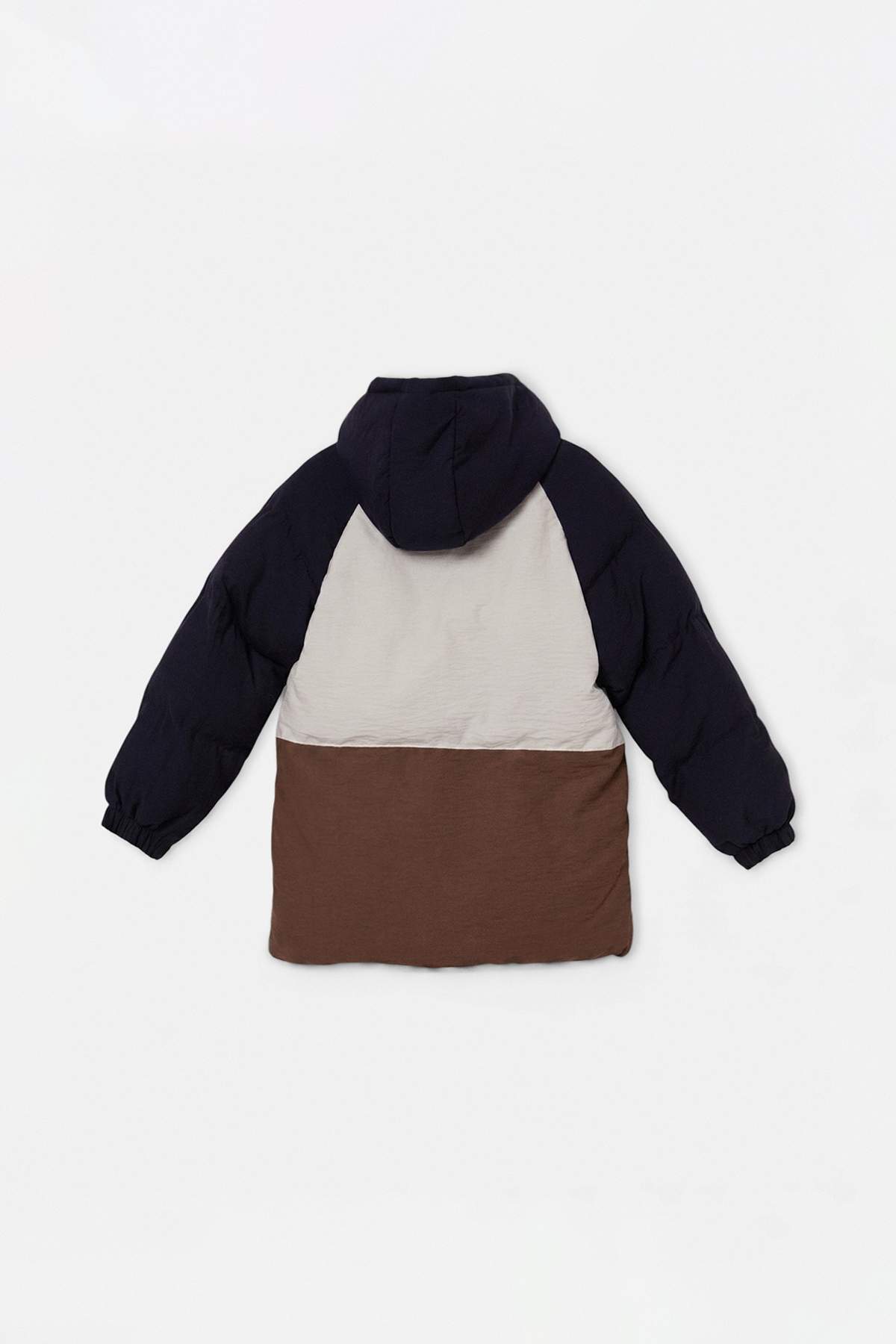 Boys' Colour-Block Fleece-Lined Hooded Puffer Coat