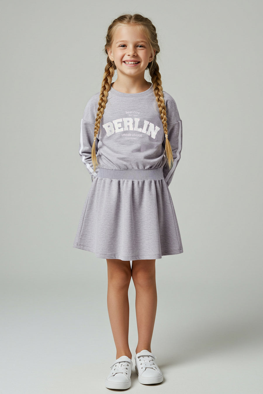 Girls' Slogan-Print Crew-Neck A-Line Jersey Dress
