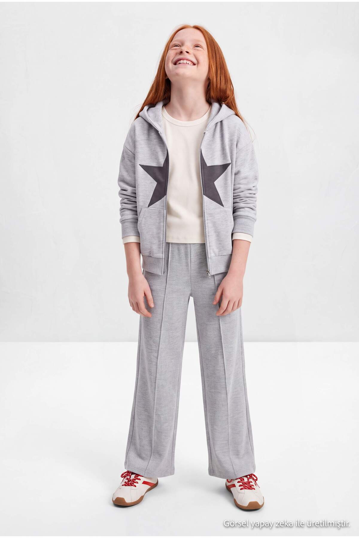 Girls' Grey Knit Trousers