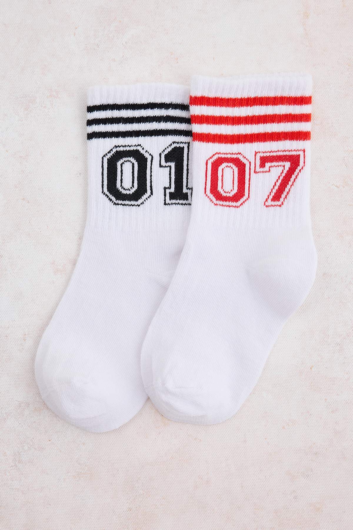 Kids' White Number Stripe Socks 2-Pack