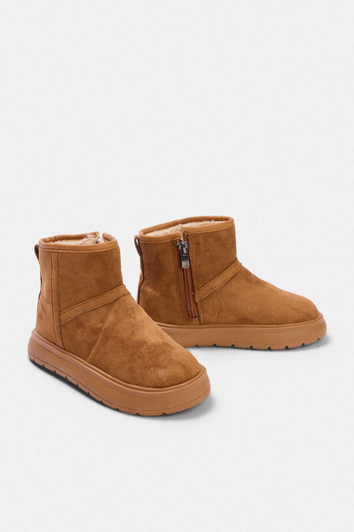 Kids' Camel Faux-Fur Lined Boots