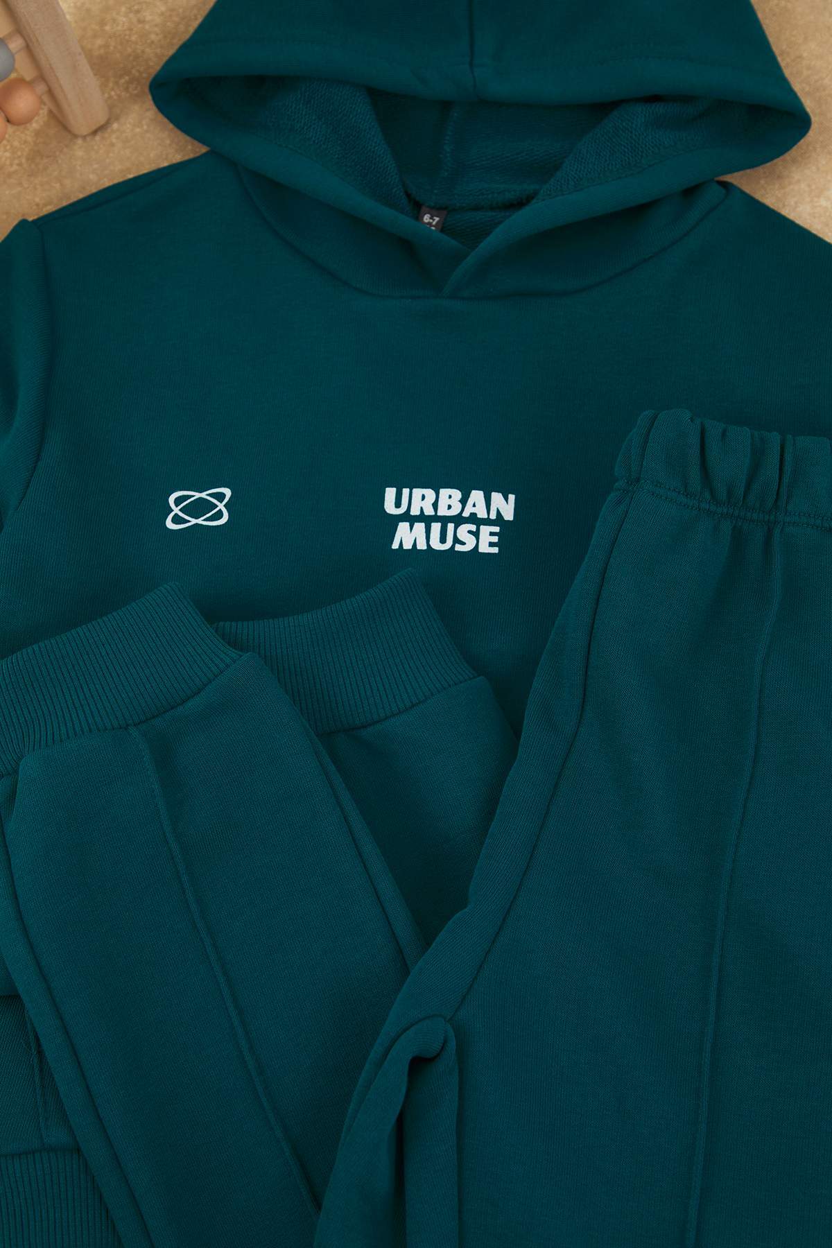 Boys' Teal Thick Cotton Hoodie & Jogger Set