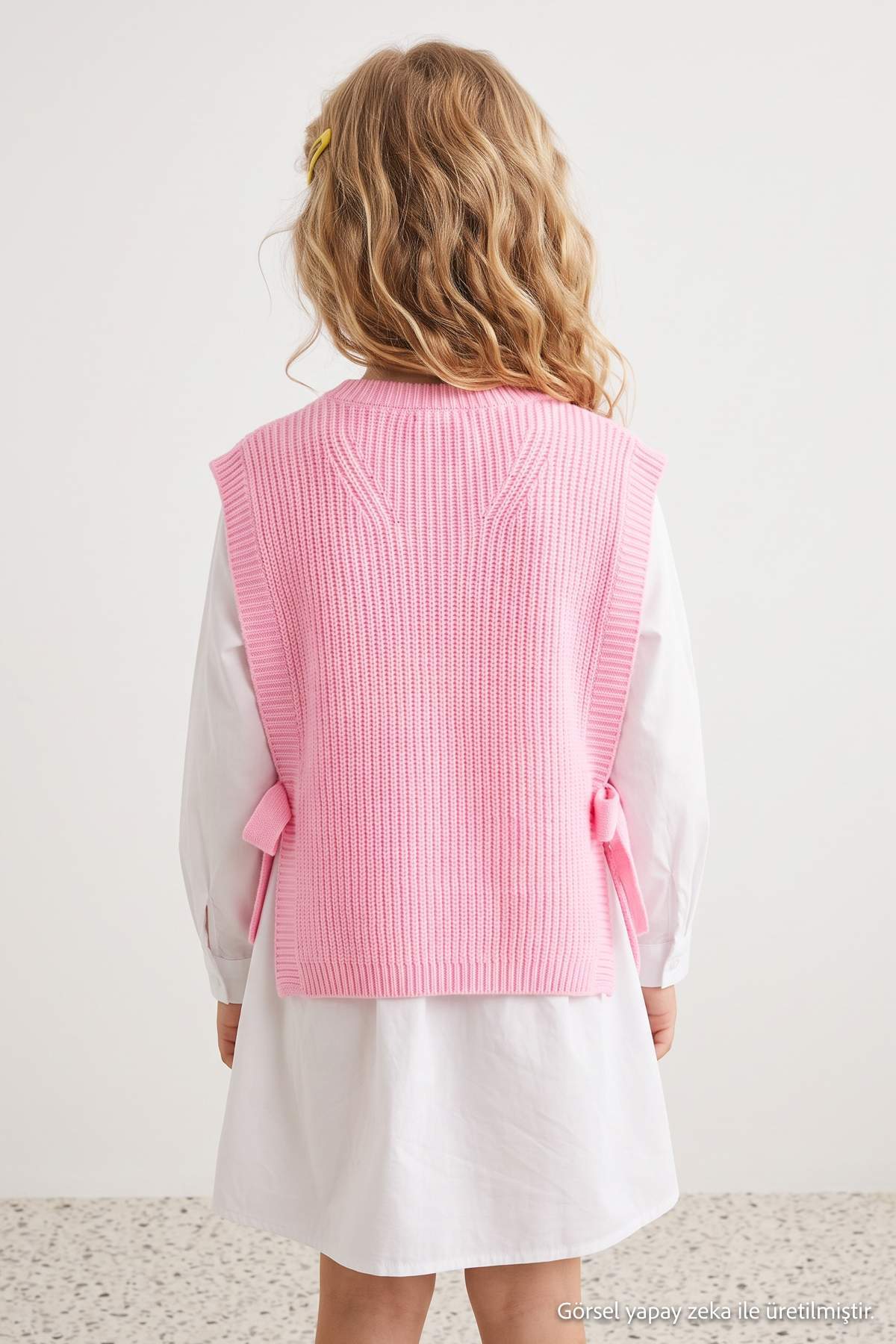 Girls' Pink Knit Sweater Vest