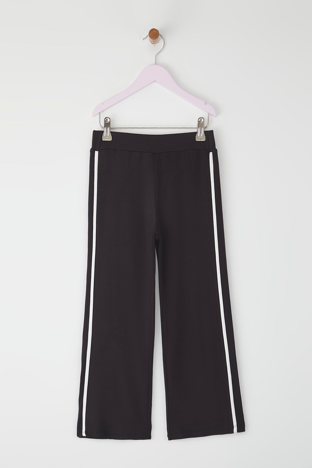 Girls' Piped Stretch Cotton Wide-Leg Trousers