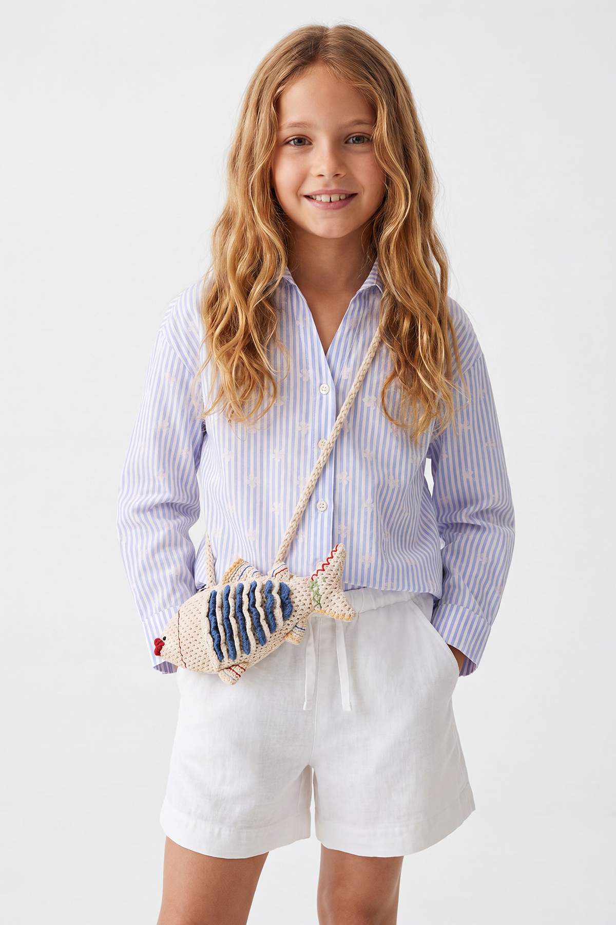 Girls' White Floral Long-Sleeve Shirt