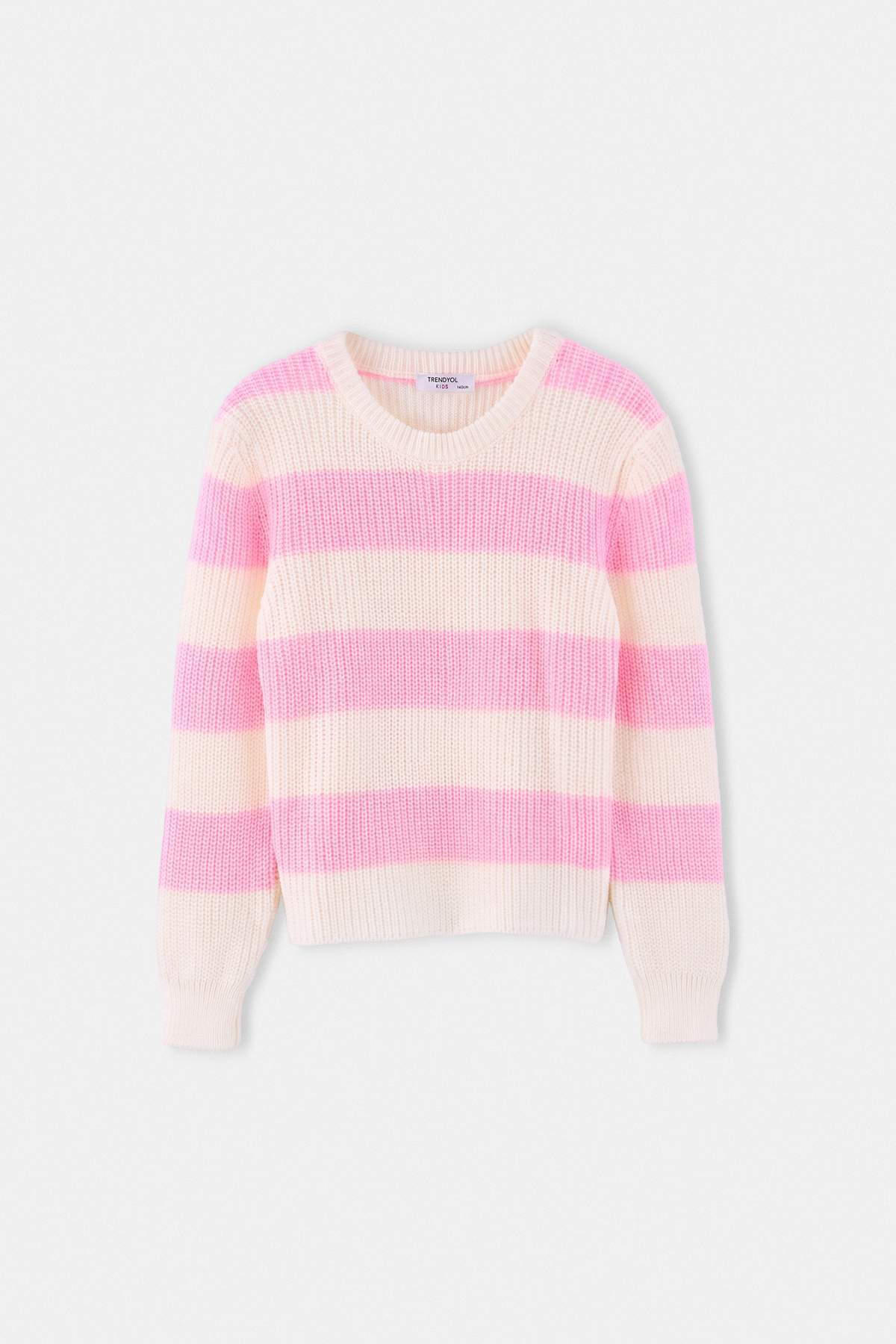 Girls' Striped Crew-Neck Knit Jumper