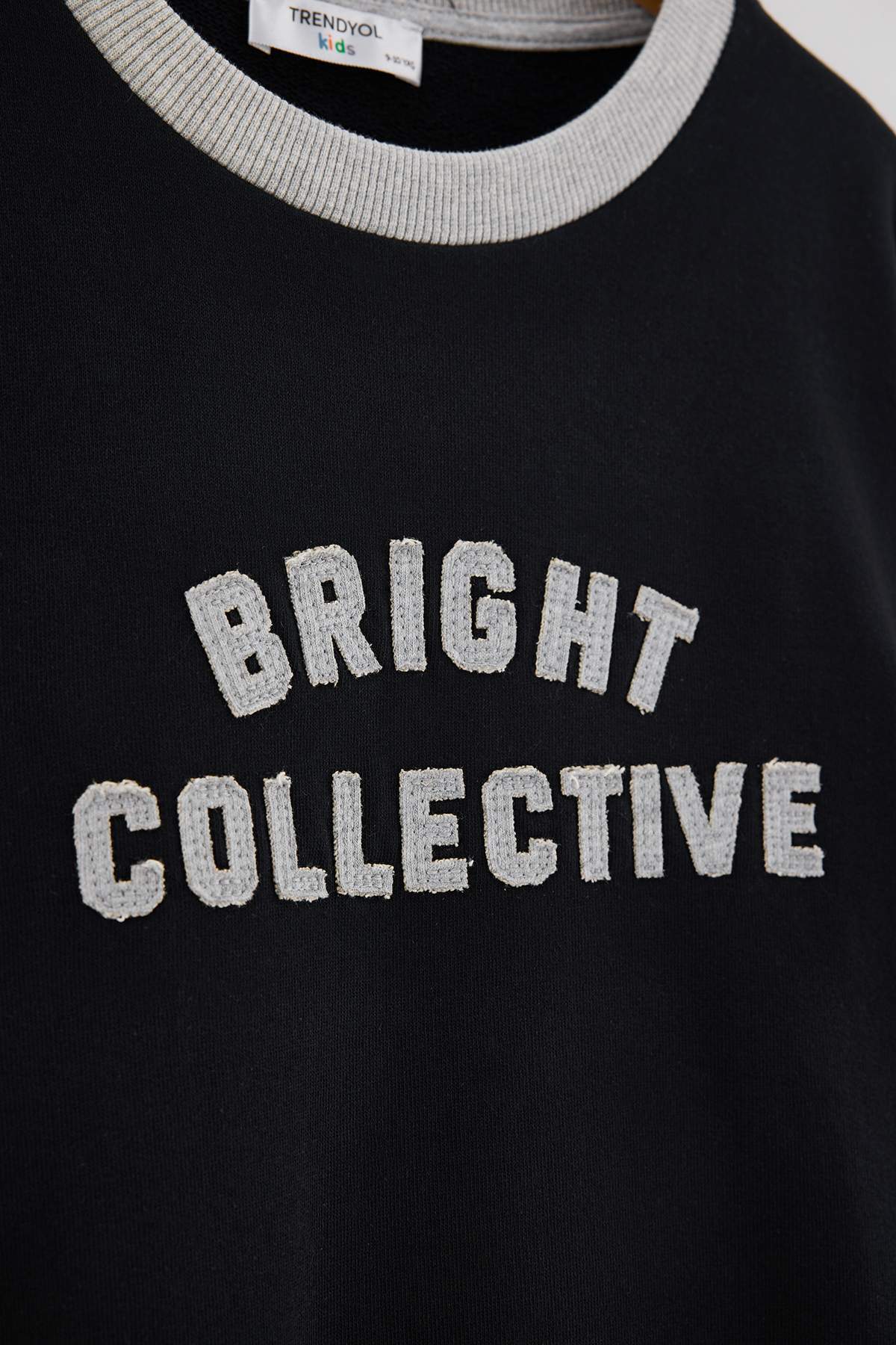 Boys' Black Slogan Layered-Sleeve Sweatshirt