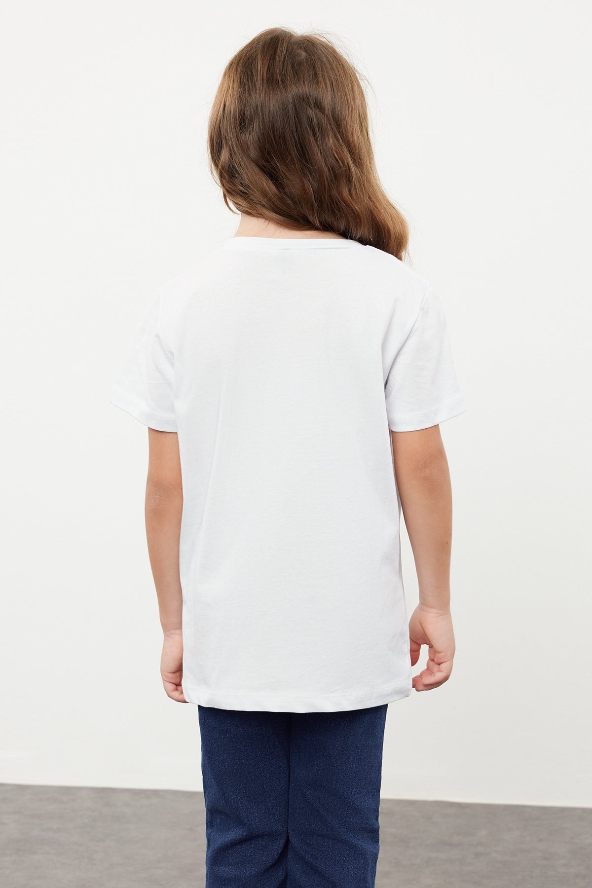 Girls' White Mini Strawberry Cotton T-Shirt