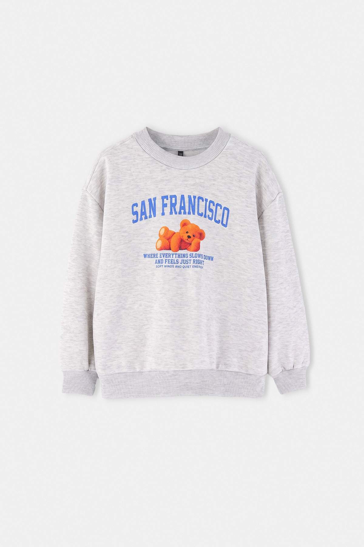 Girls' Snow-Marl Printed Thick Sweatshirt