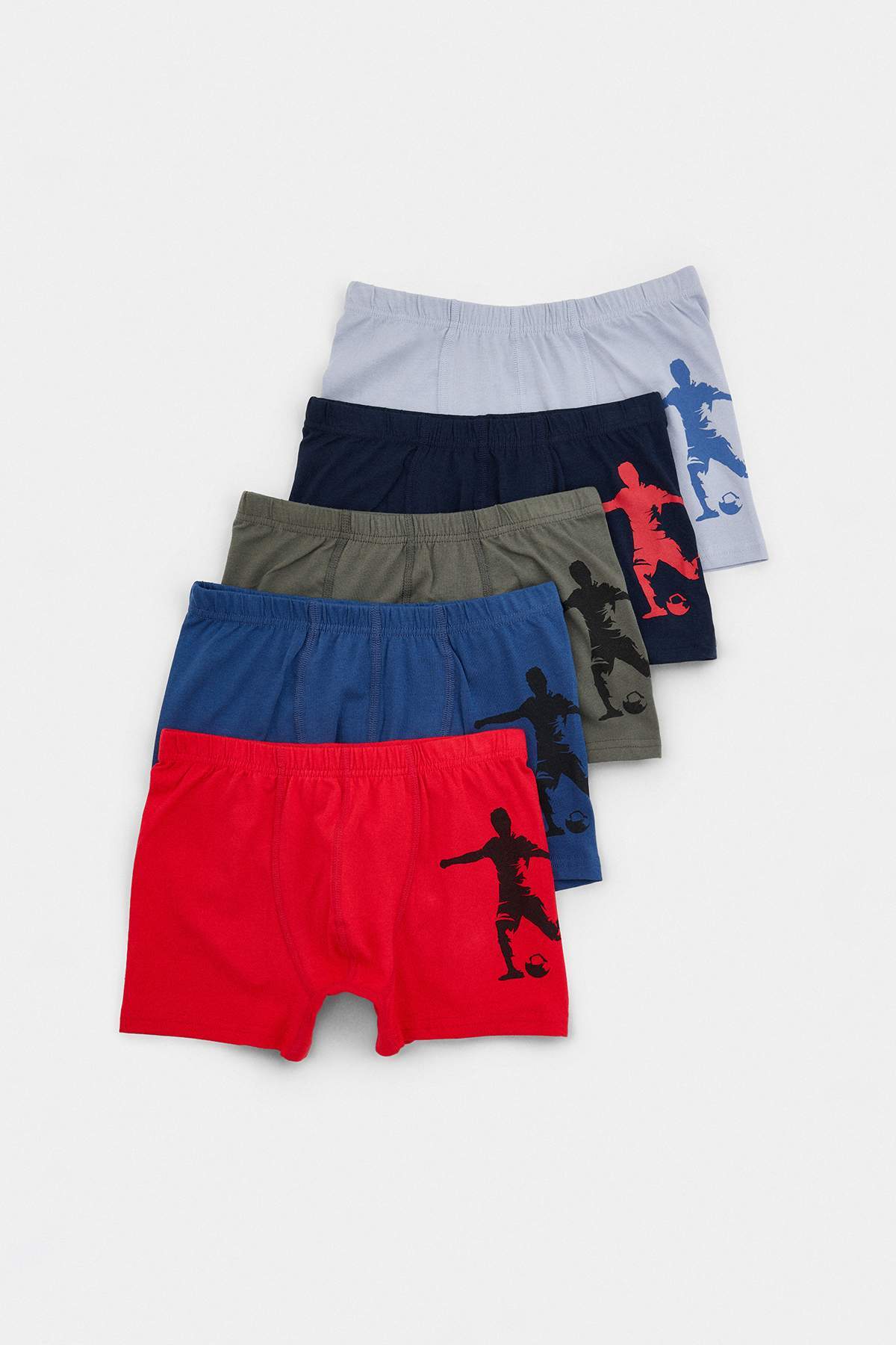 Boys' Football-Print Cotton Boxers 5-Pack