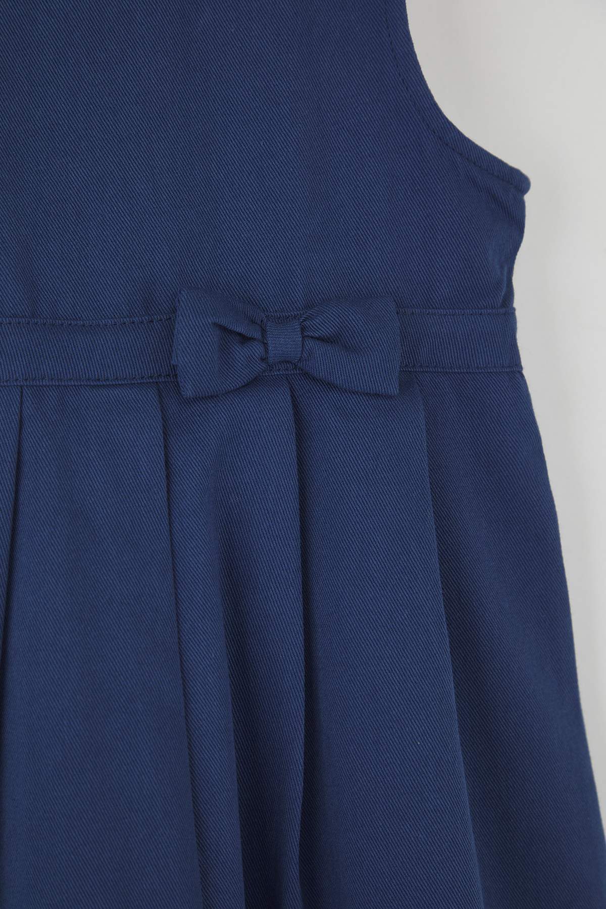 Girls' Navy Cotton A-Line School Dress