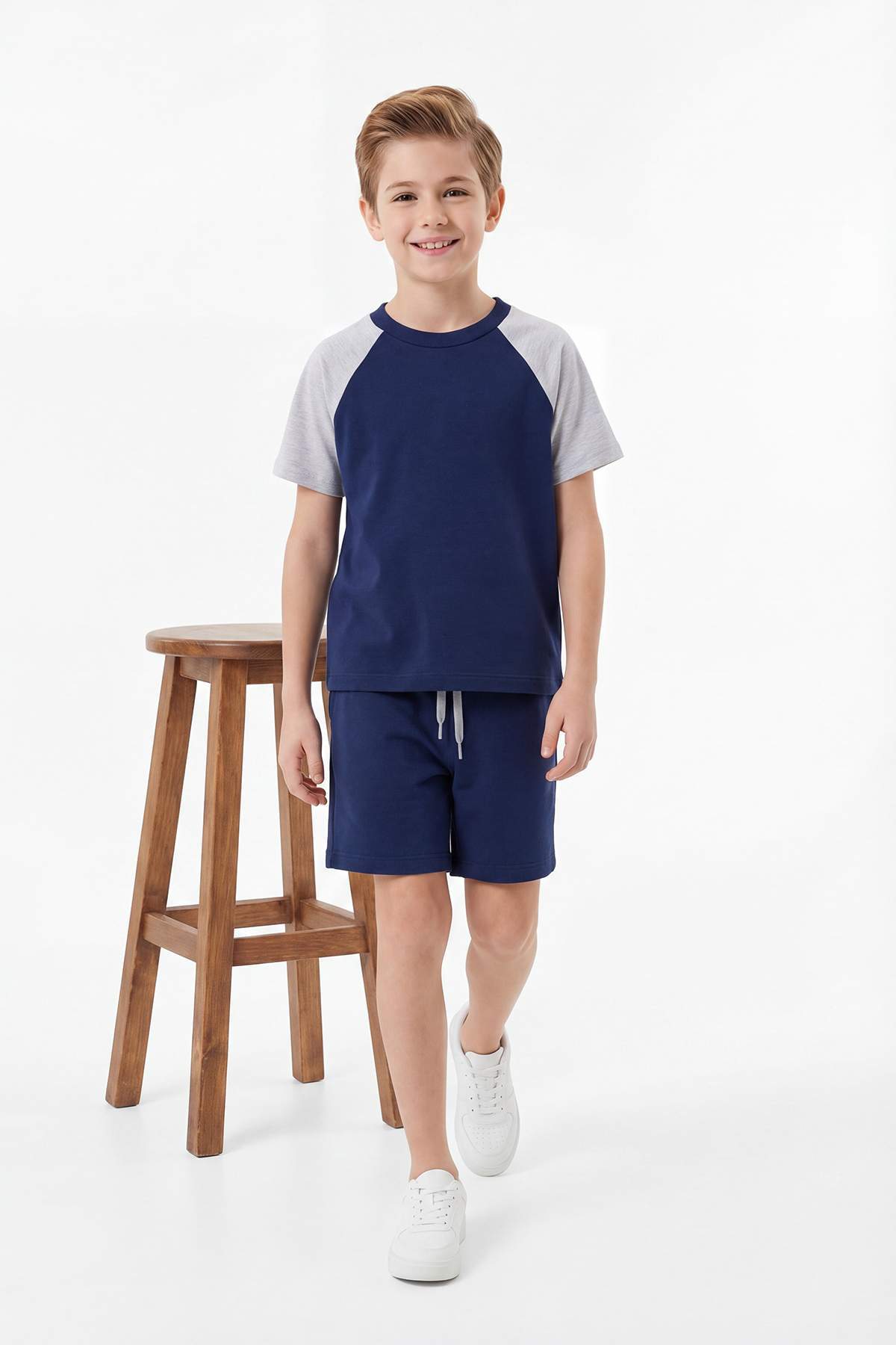 Boys' Navy Plain Two-Piece Set