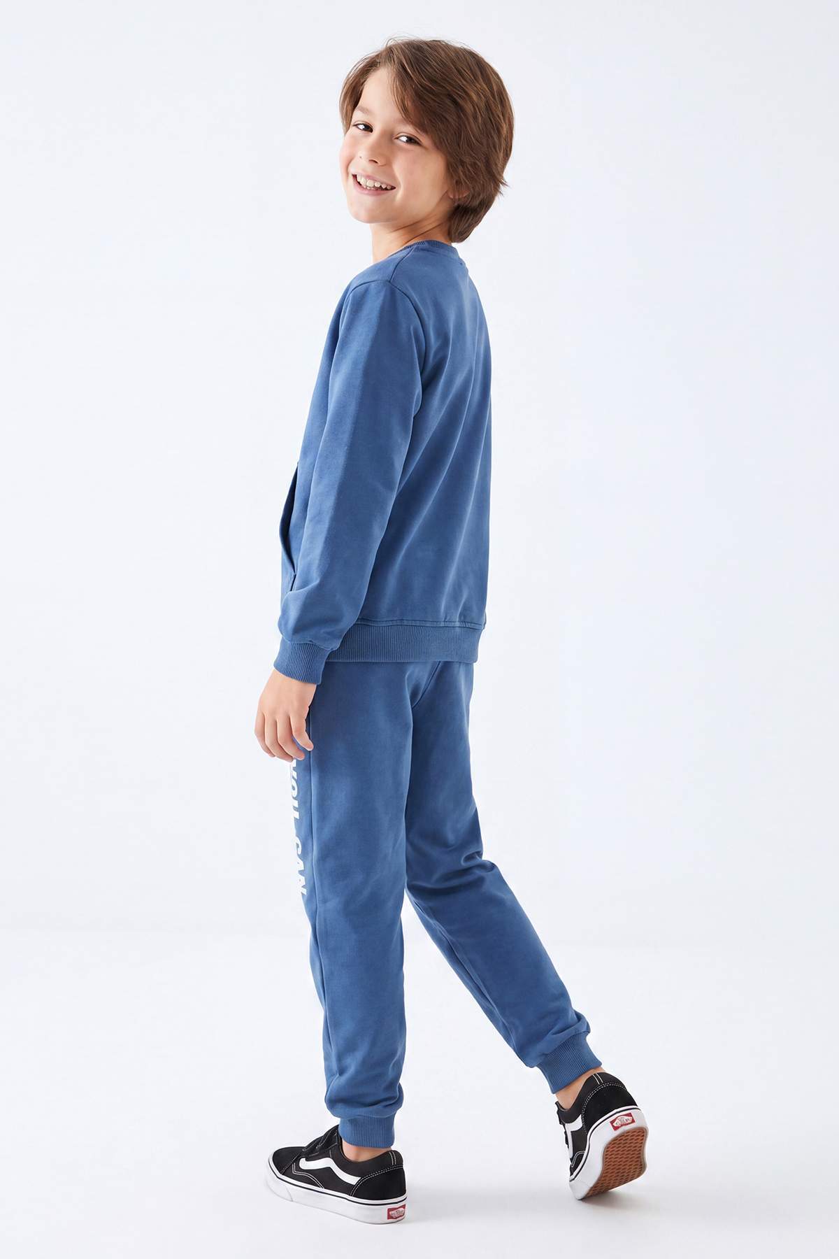 Boys' Grey Marl Slogan Light Sweatshirt & Jogger Set