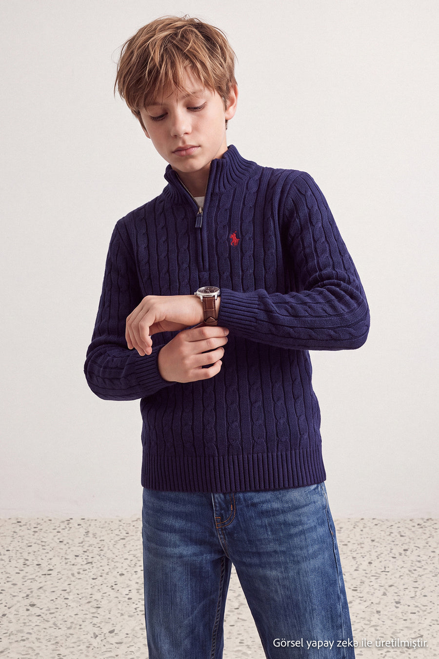 Boys' Embroidered Half-Zip Knit Jumper