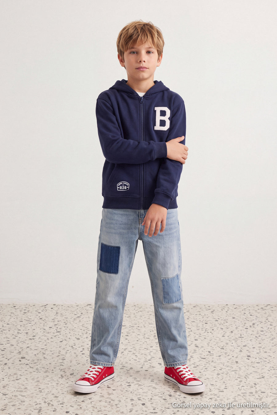Boys' Printed Thick Zip-Up Hoodie