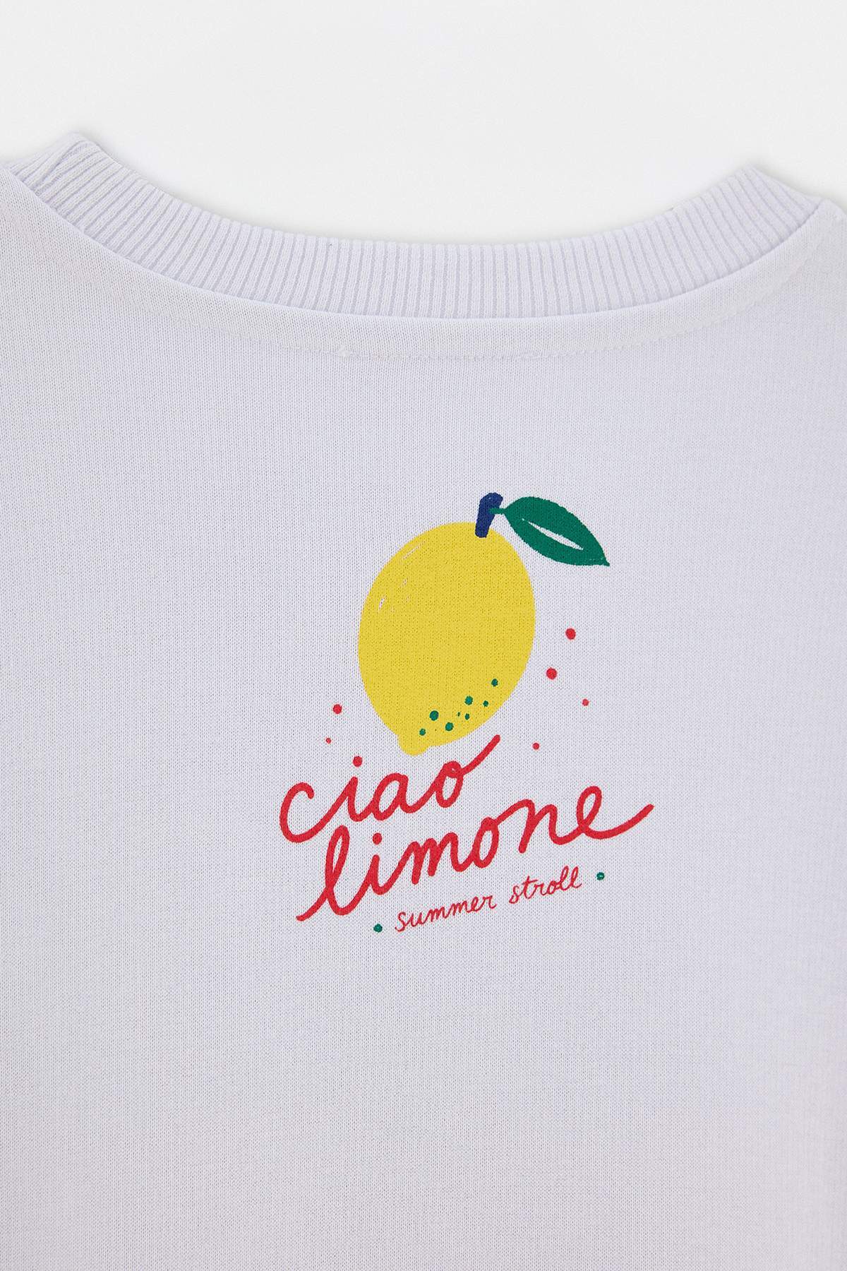 Girls' White Lemon-Print Sweatshirt