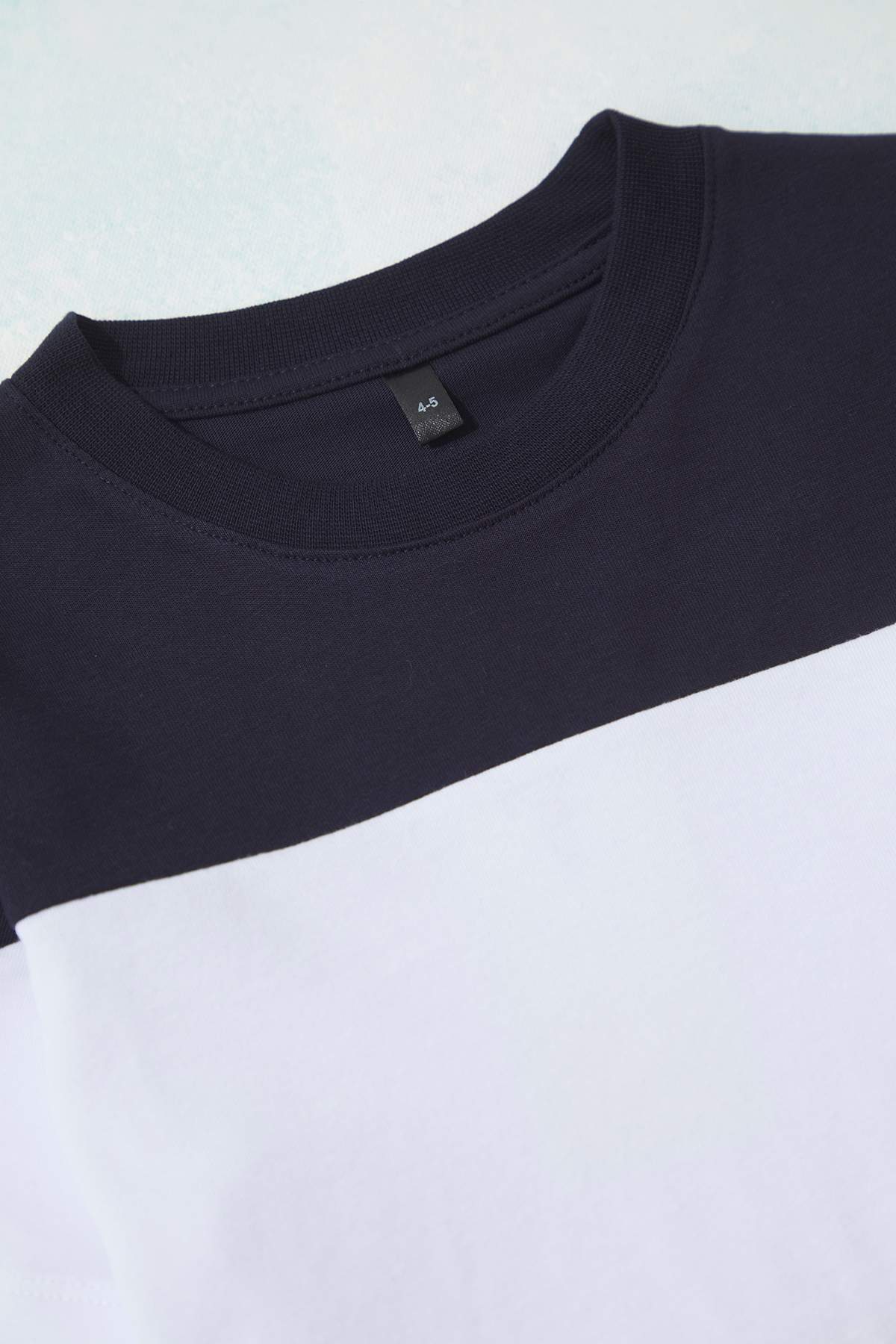 Boys' Navy Colour-Block Cotton Short-Sleeve Set