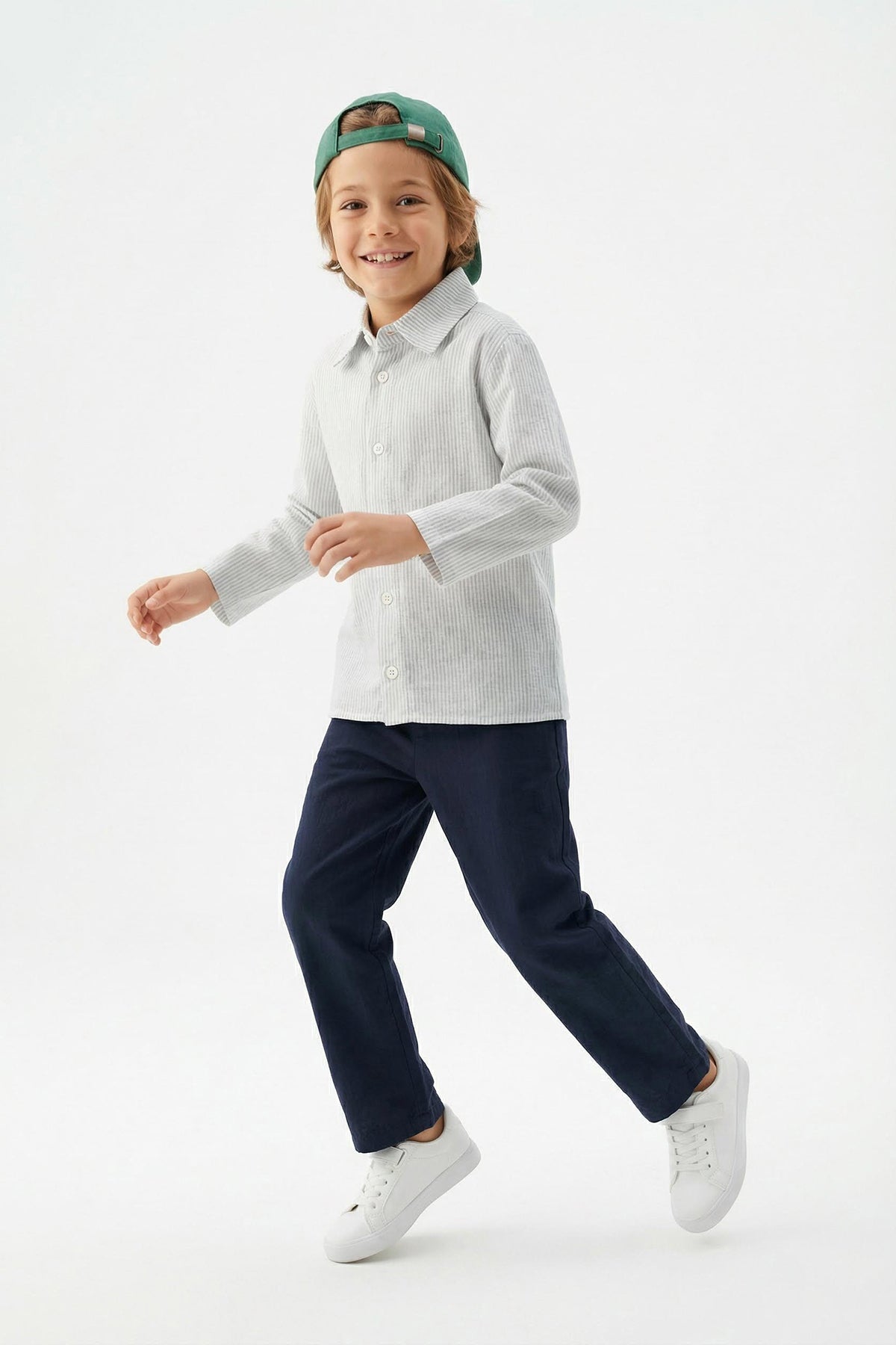 Boys' Blue Striped Shirt & Trousers Set