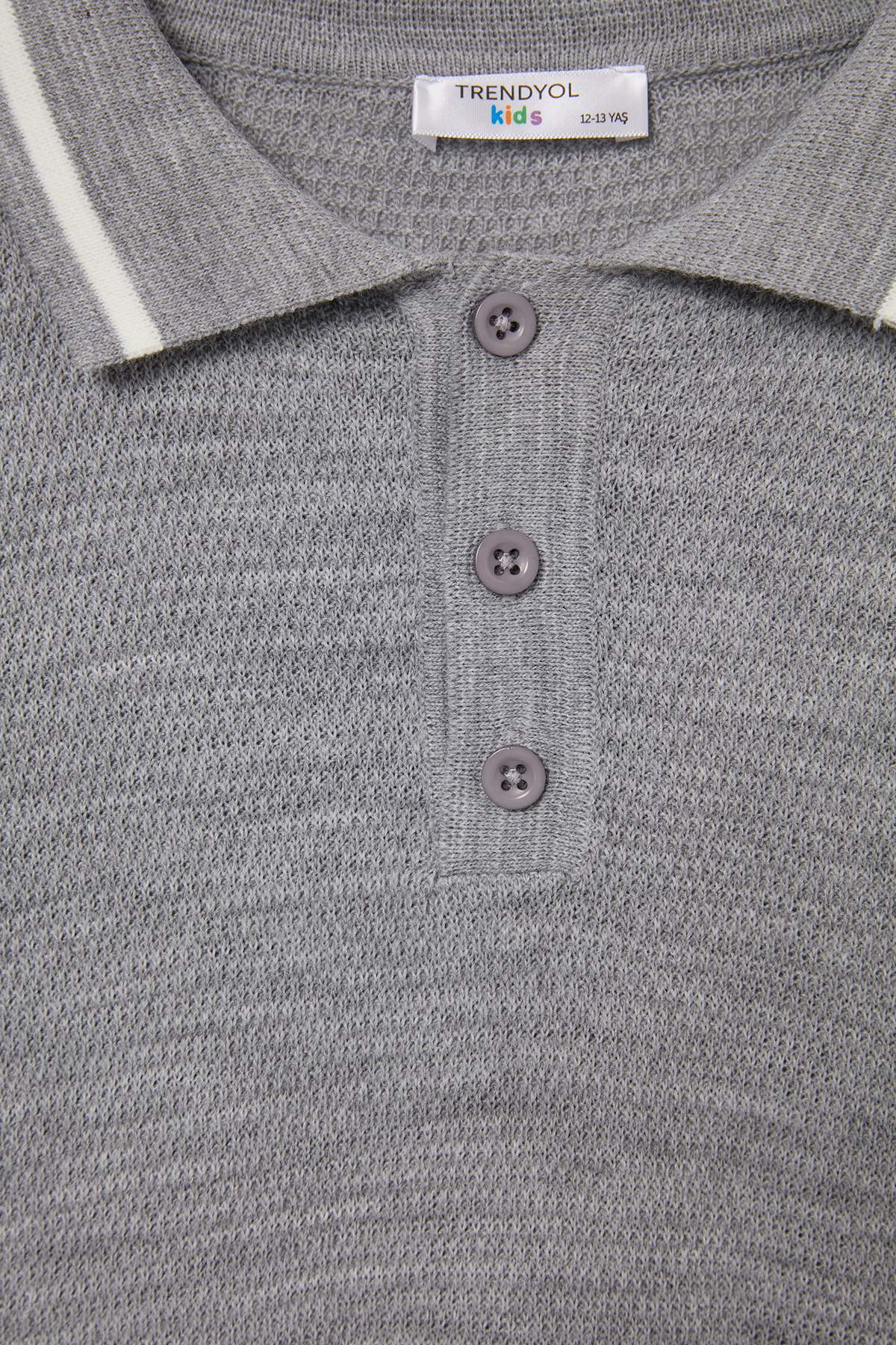 Boys' Grey Marl Polo-Collar School Jumper