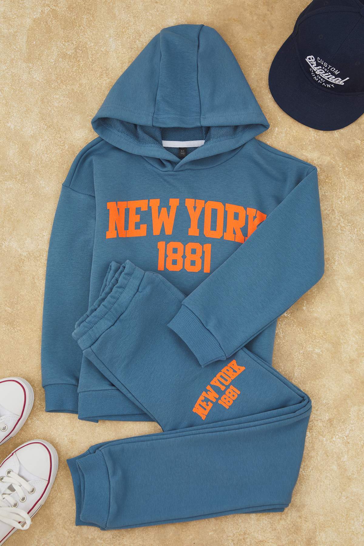 Kids' Grey Hooded Oversized Sweatshirt & Jogger Set