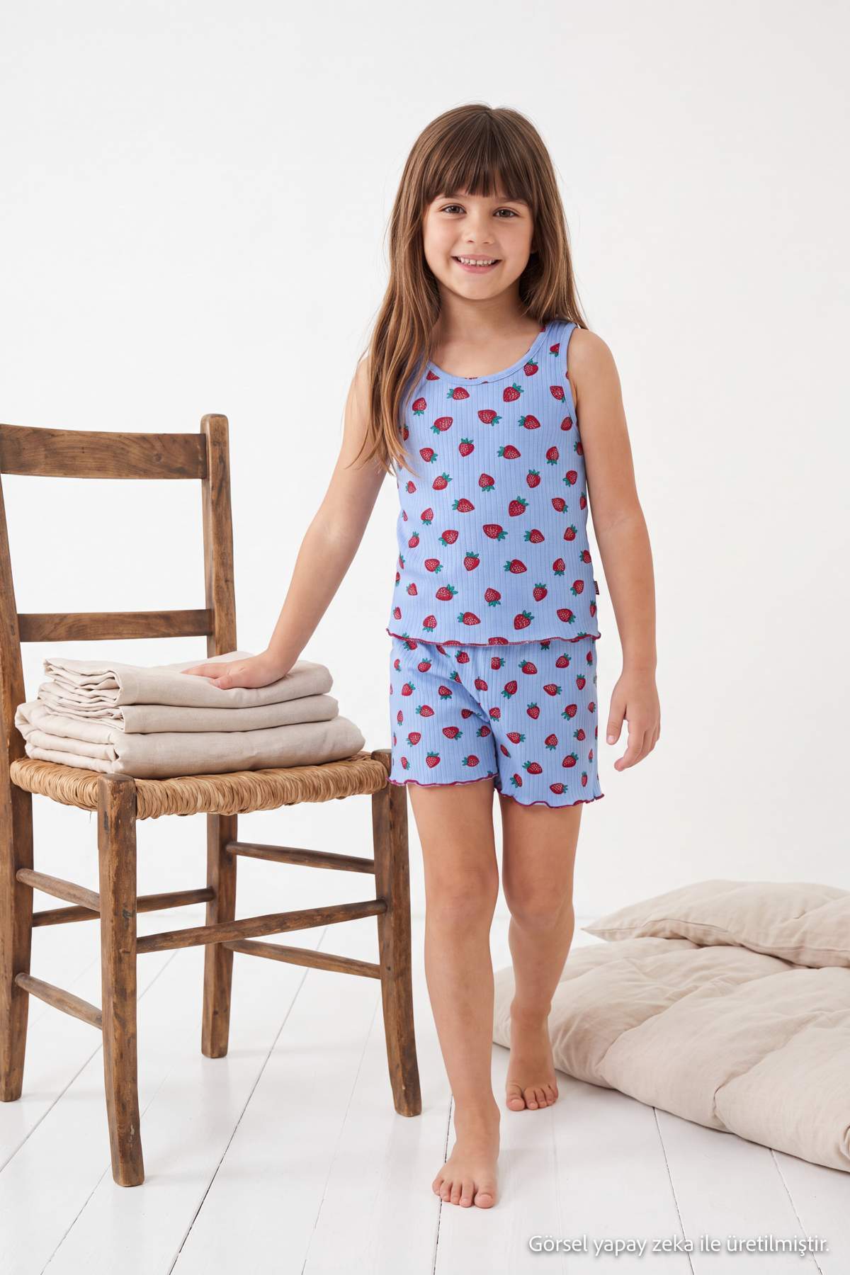 Girls' Strawberry-Print Pyjama Set