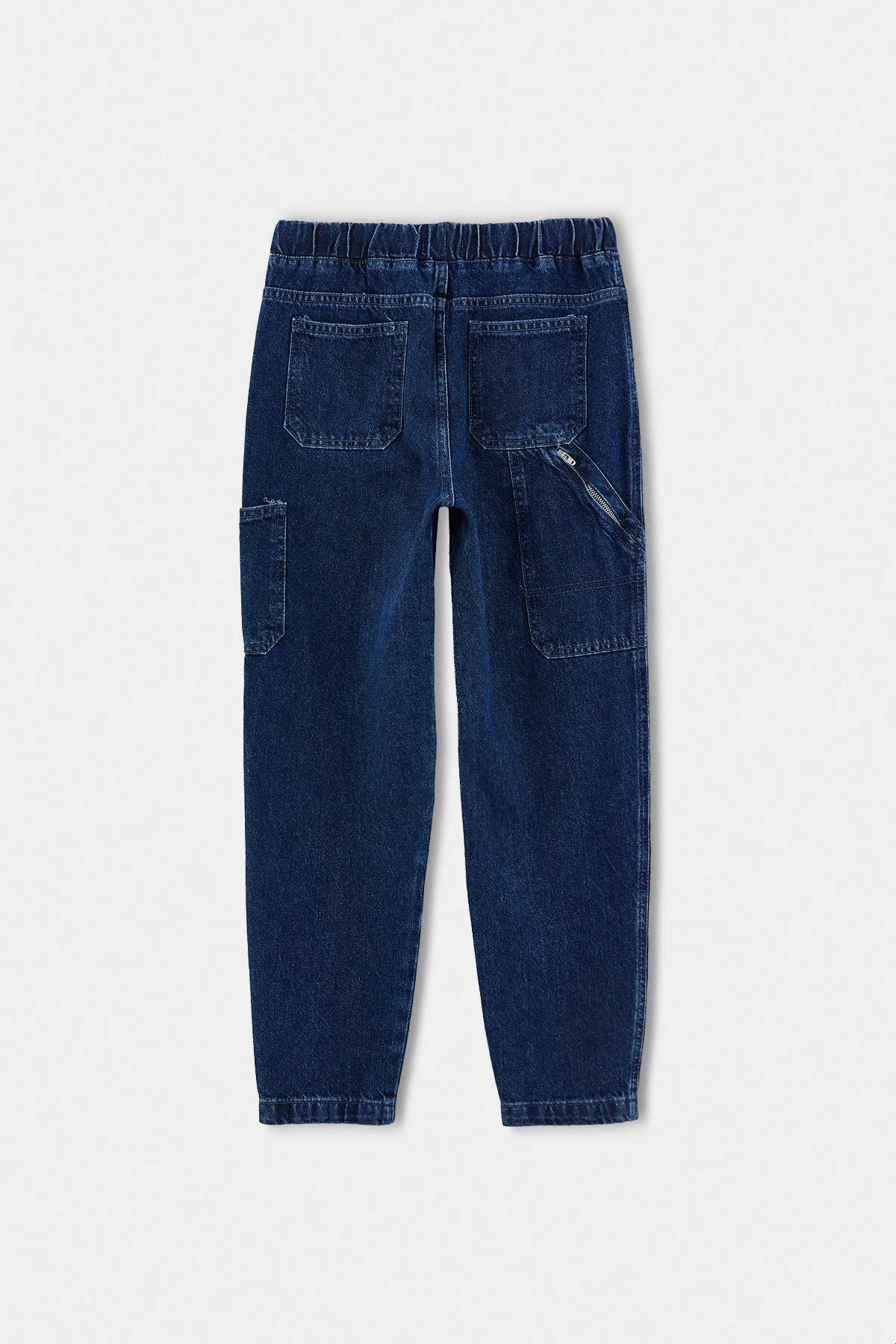 Boys' Dark Blue Cotton Baggy-Fit Jeans
