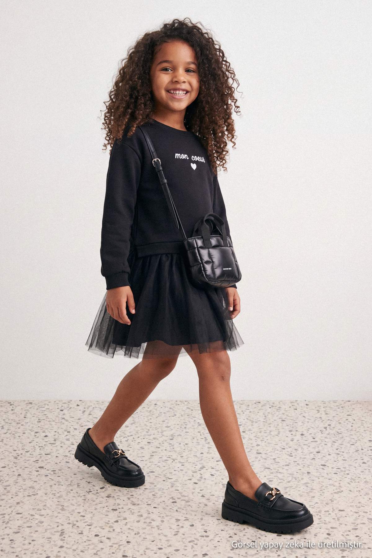 Girls' Printed Cotton Crew-Neck Jersey Dress
