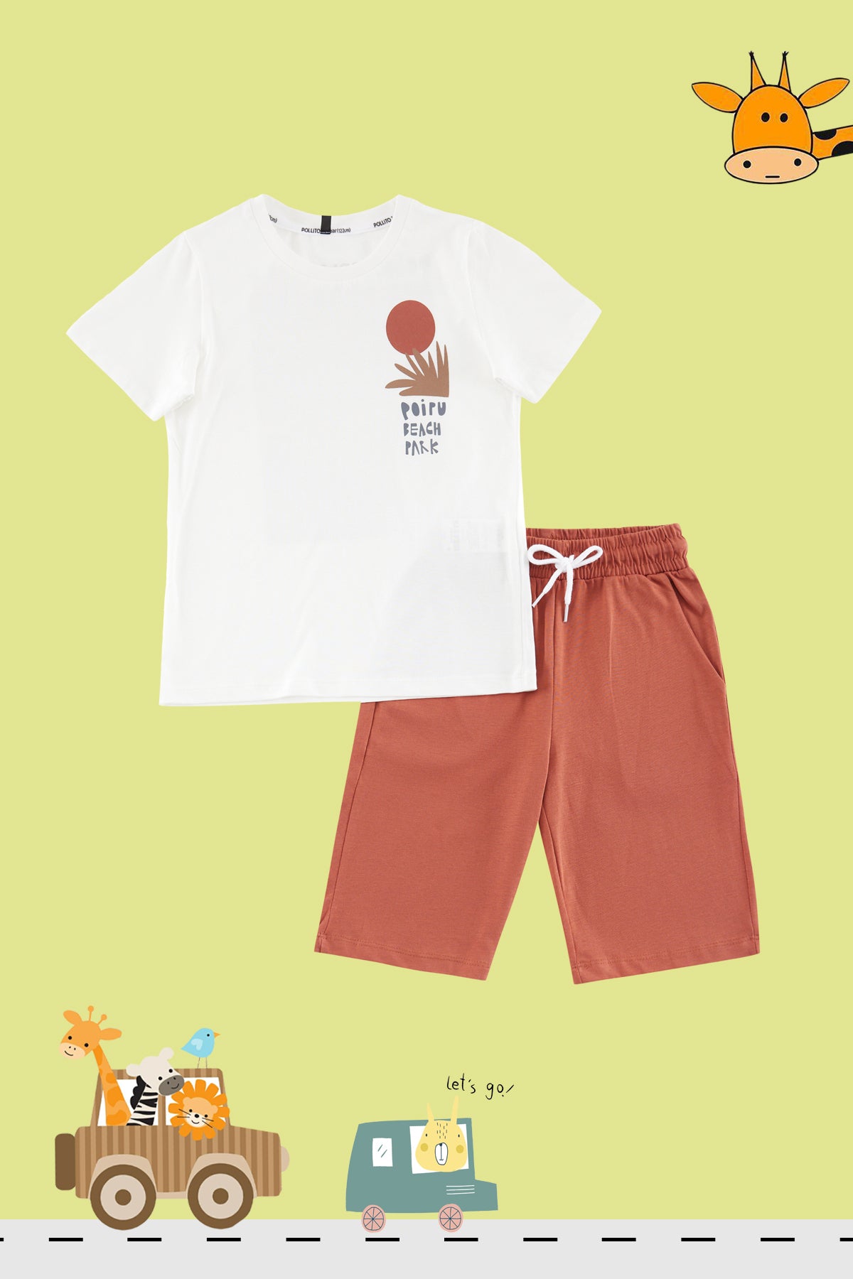 Boys' Saxe Blue Back-Print Cotton T-Shirt & Shorts Set