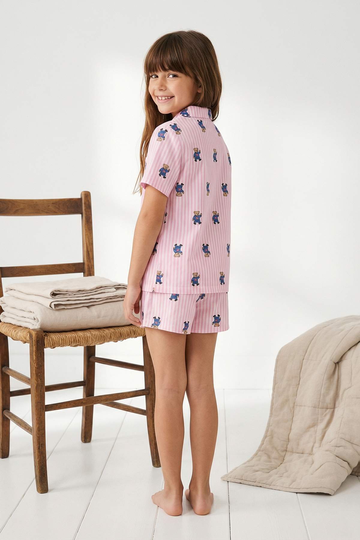 Girls' Pink Teddy Bear Pyjama Set