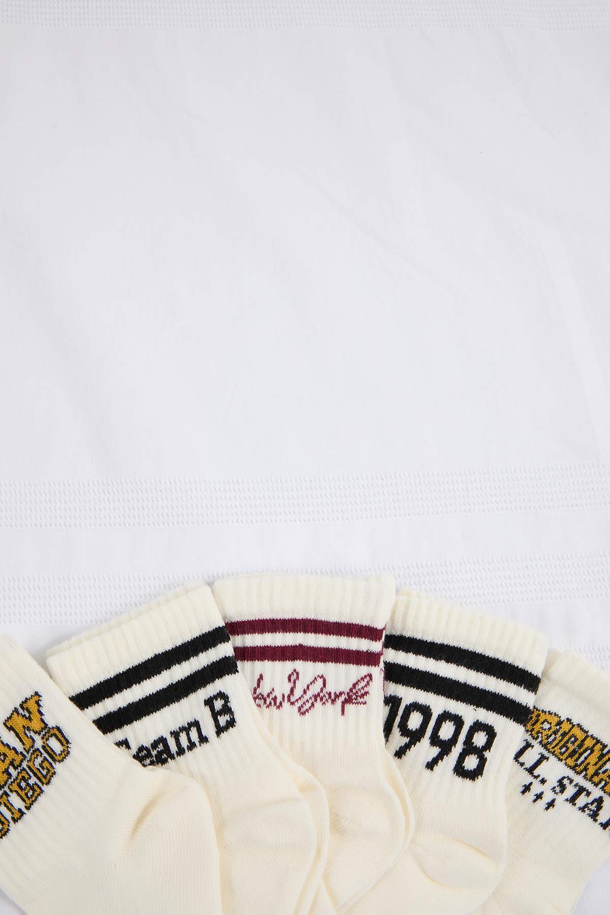 Kids' Ecru Slogan Crew Socks 5-Pack