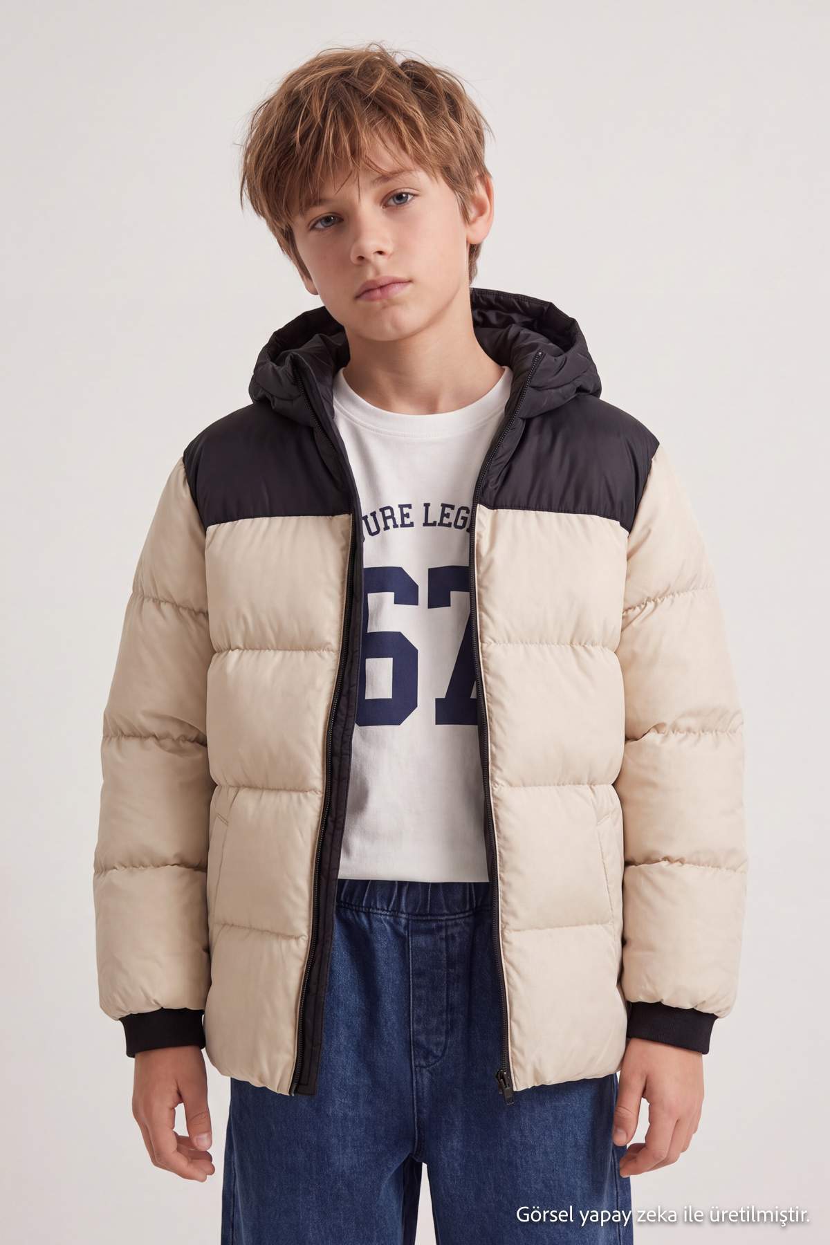 Boys' Beige Puffer Jacket