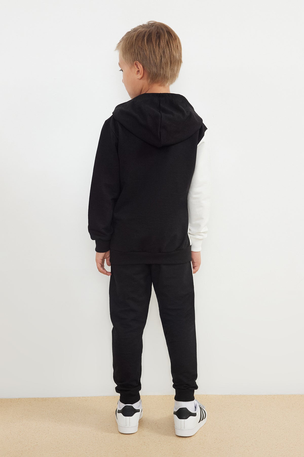 Boys' Black Brushed Hooded Sweatshirt & Jogger Set