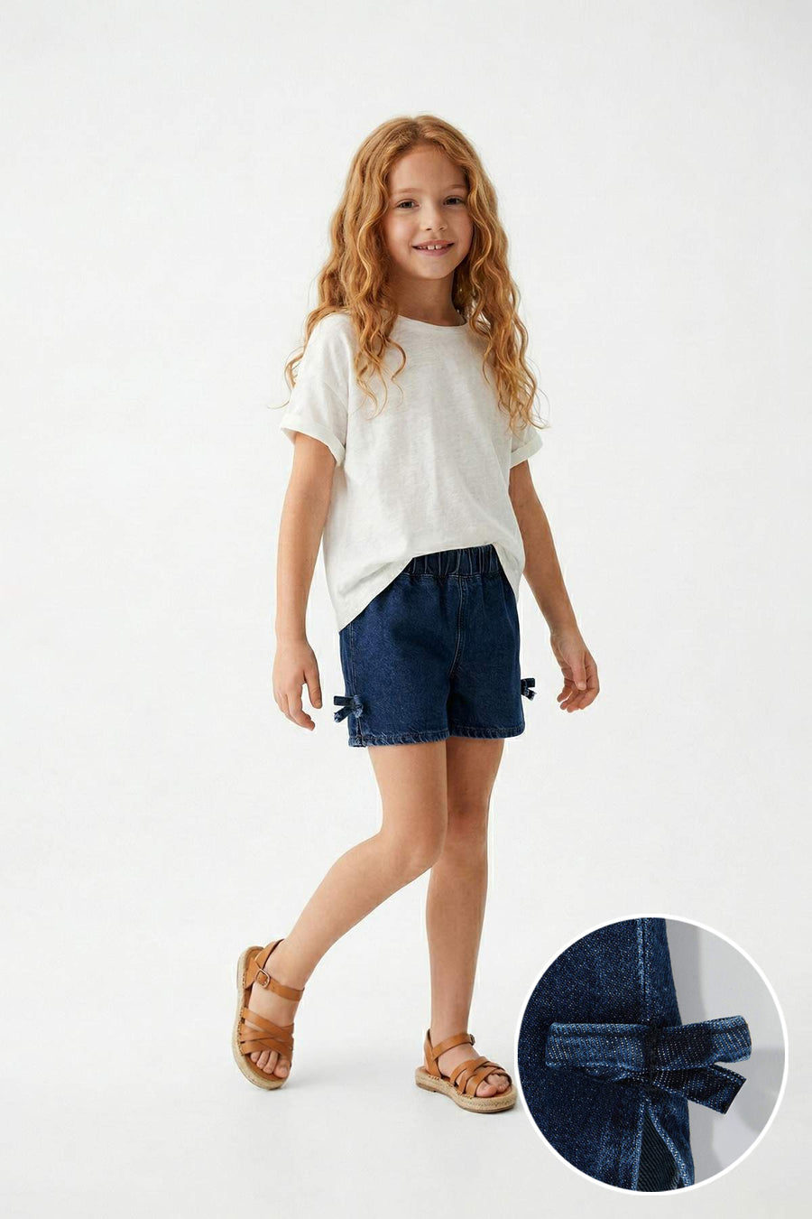 Girls' Indigo Ribbon-Detail Denim Party Shorts
