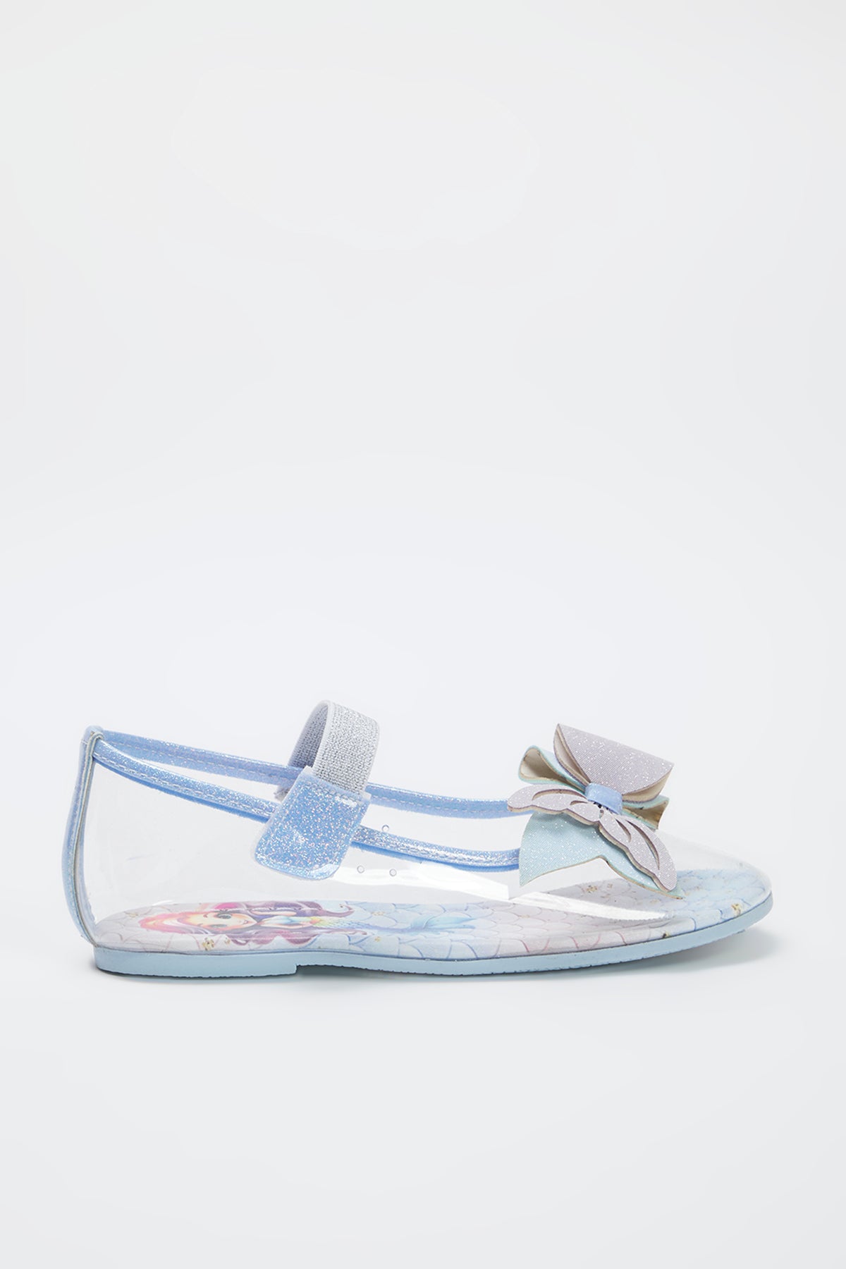 Girls' Blue Glitter Mermaid Mary Jane Ballet Flats